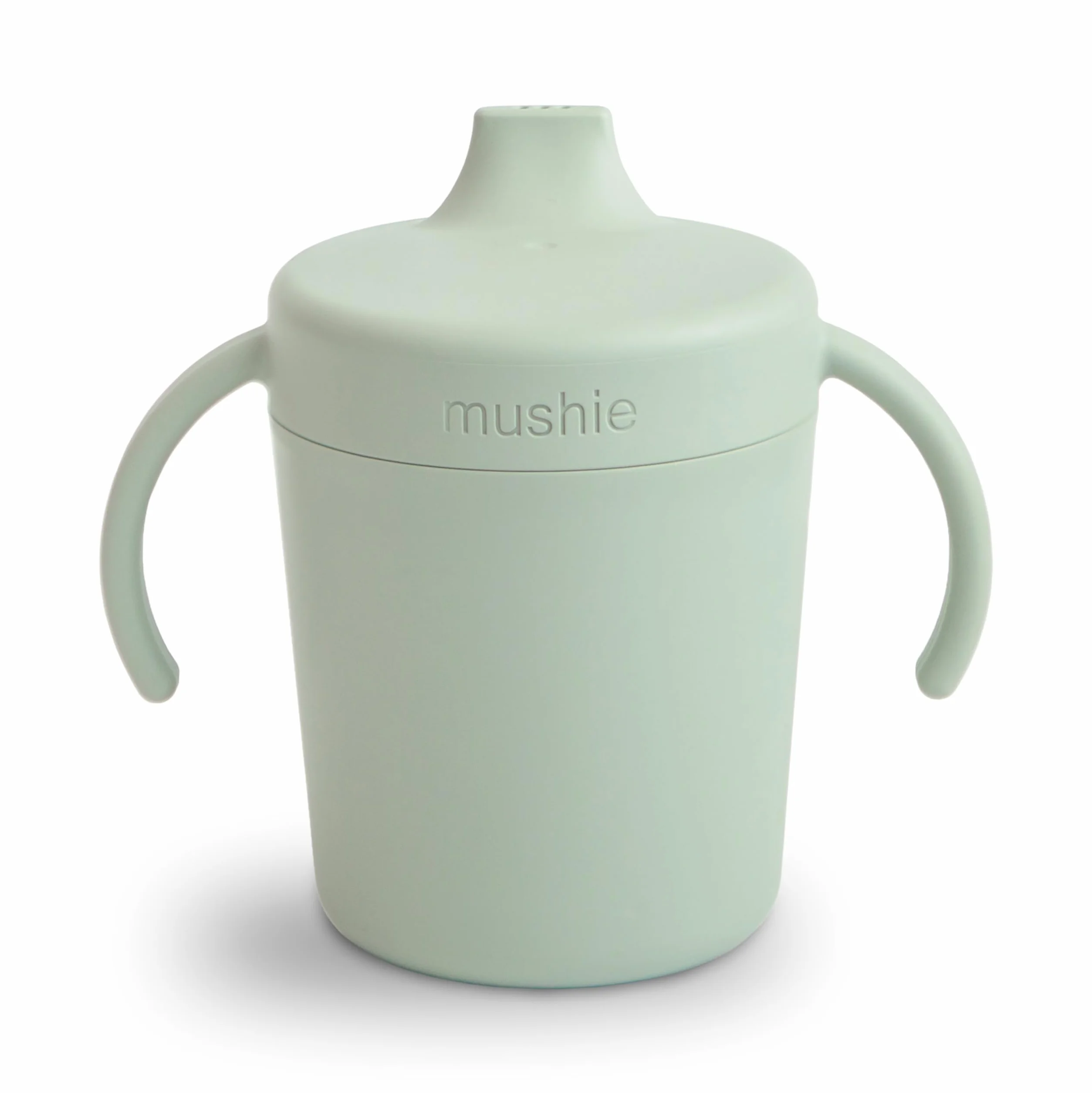 Mushie Gobelet d'apprentissage anti-fuite avec couvercle et poignées, sauge, 6 mois+