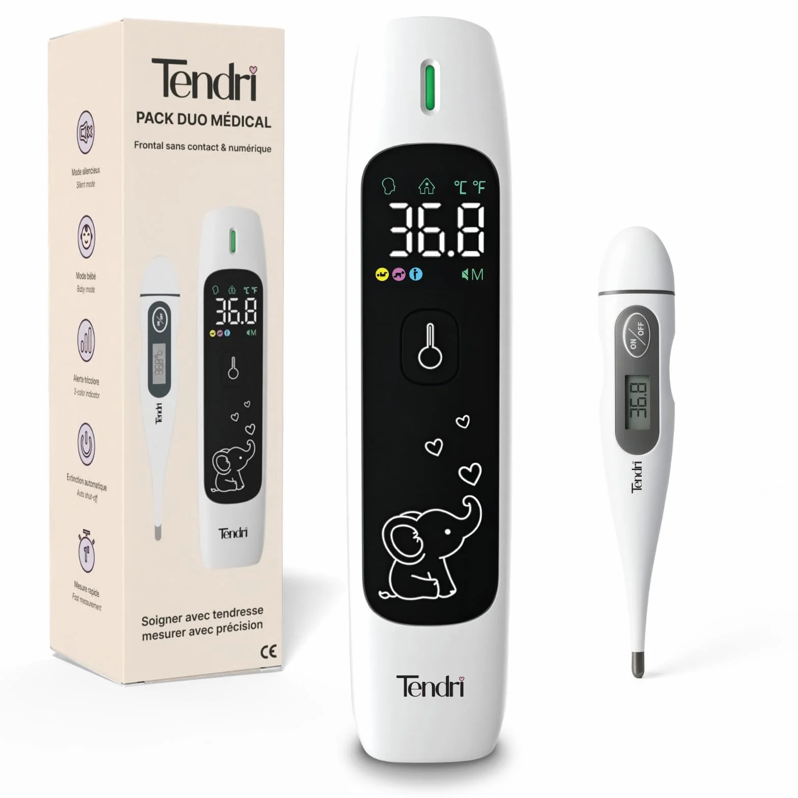 Thermomètre Frontal Bébé Sans Contact & Numérique Oral Rectal – Marque Française – CE Médical