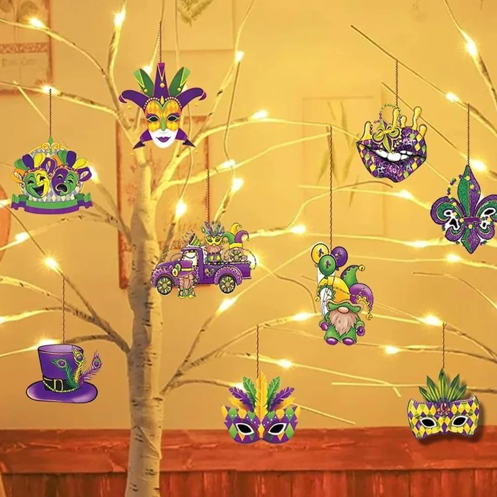 Mardi Gras Suspendus 36 Pièces Etiquettes Artisanales Carnaval Ornement Fête