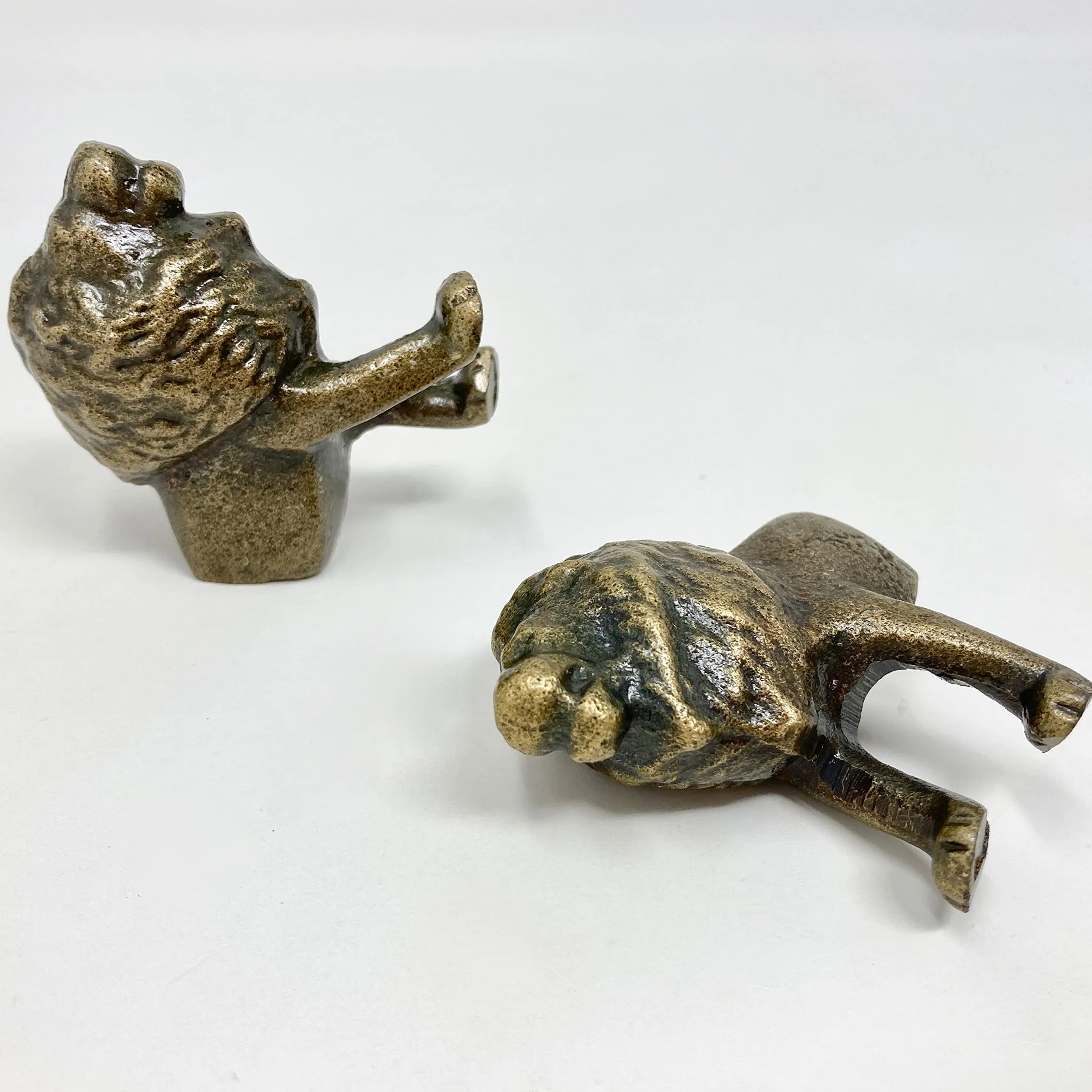 Safari Boutons de tiroir en métal laiton antique motif animal crochet lion