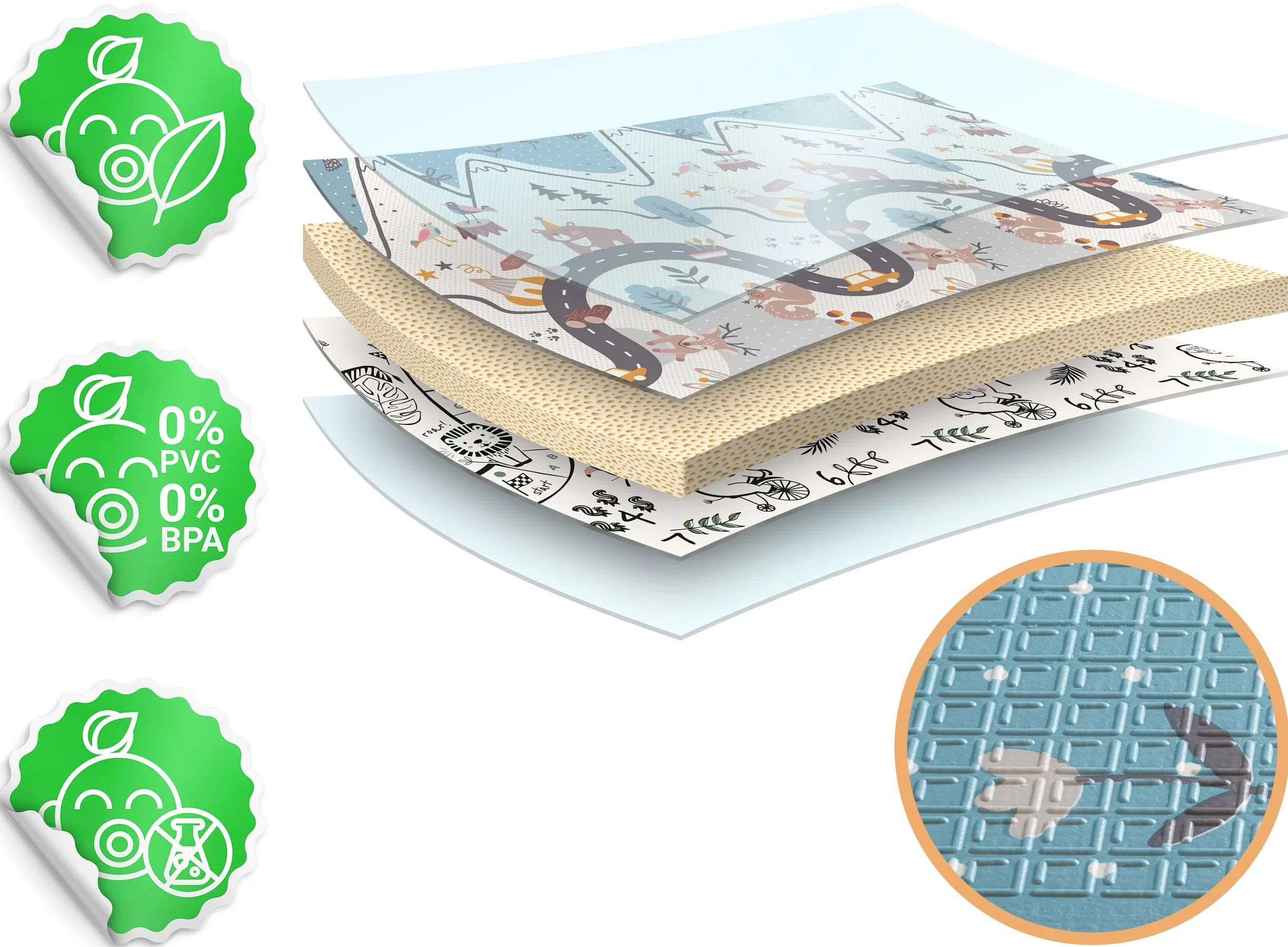 Matelas mousse pliable 180x200x1cm Nukido NK-340 montagne