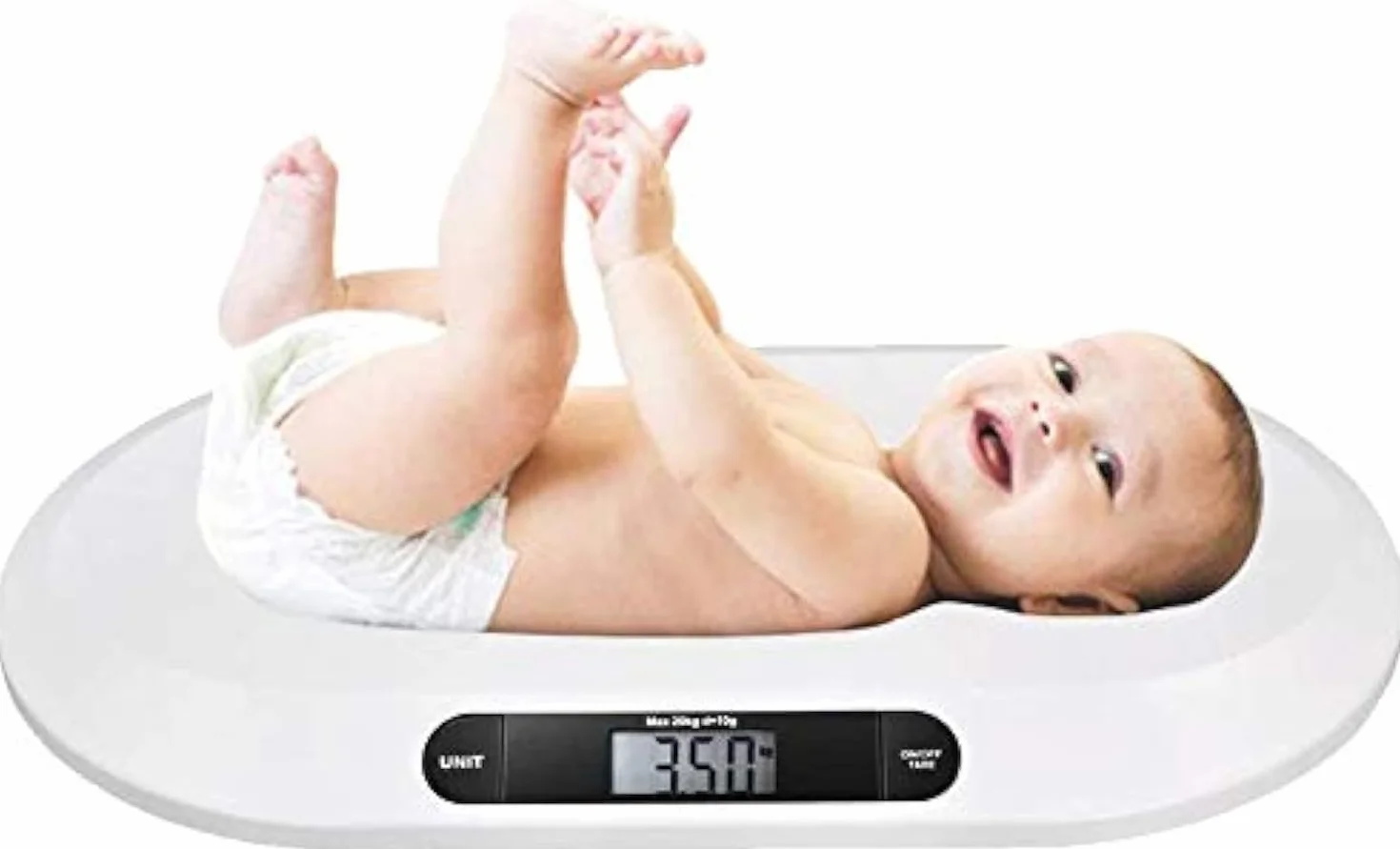 BAKAJI Balance électronique bébé 20 kg/44 lb avec affichage LCD numérique arrêt automatique Tara blanc