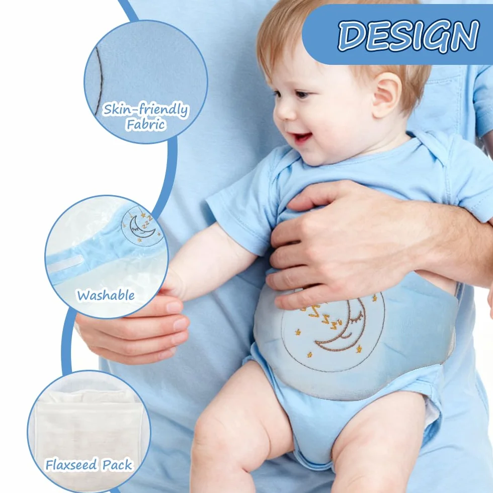 Bouillotte Bébé Anti Colique Ceinture, Coussin Chauffant Micro Onde, Garnissage Naturel Noyaux de Cerises