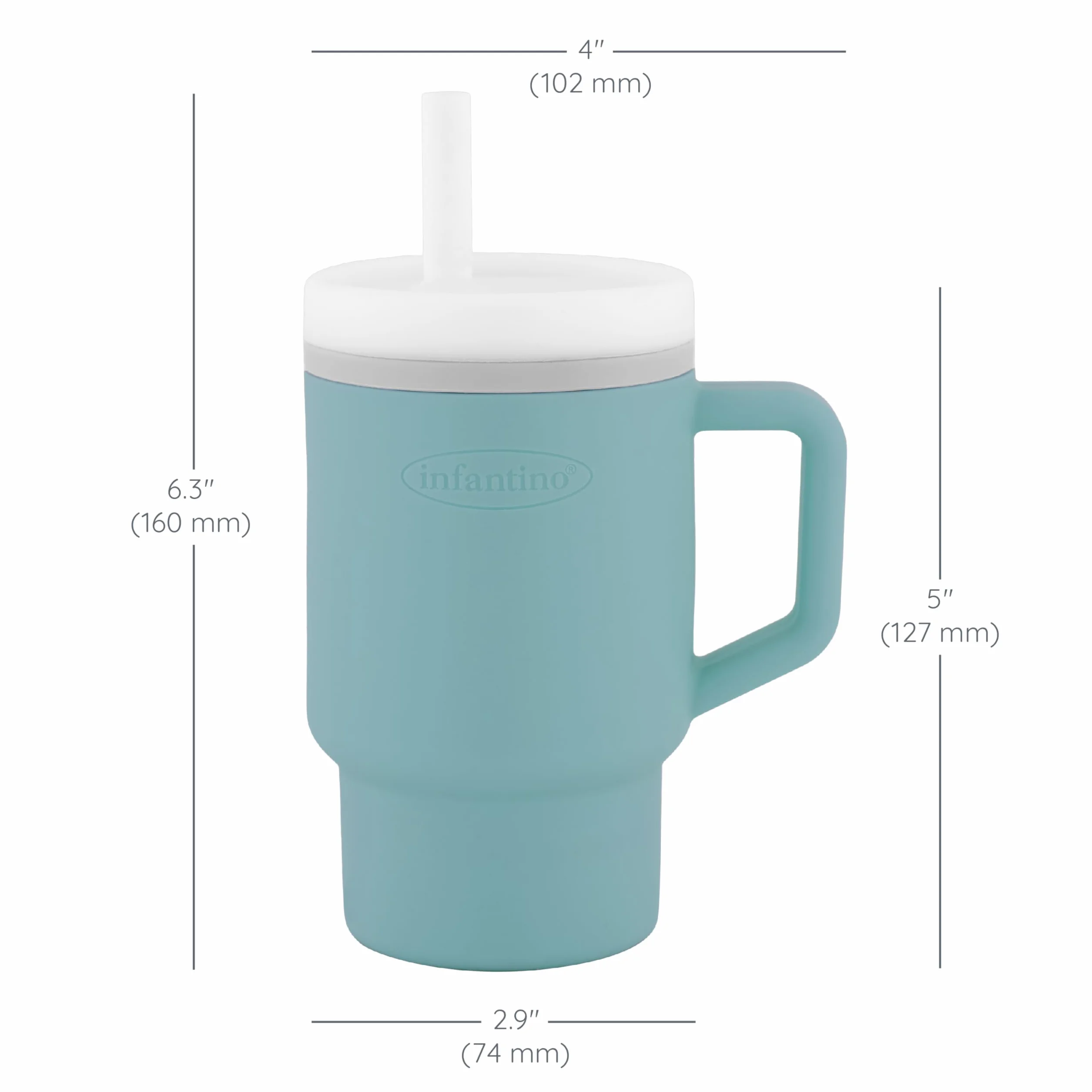 INFANTINO Ma Première Tasse 255ml avec Paille Antifuite et Poignée, Bleu Maussade