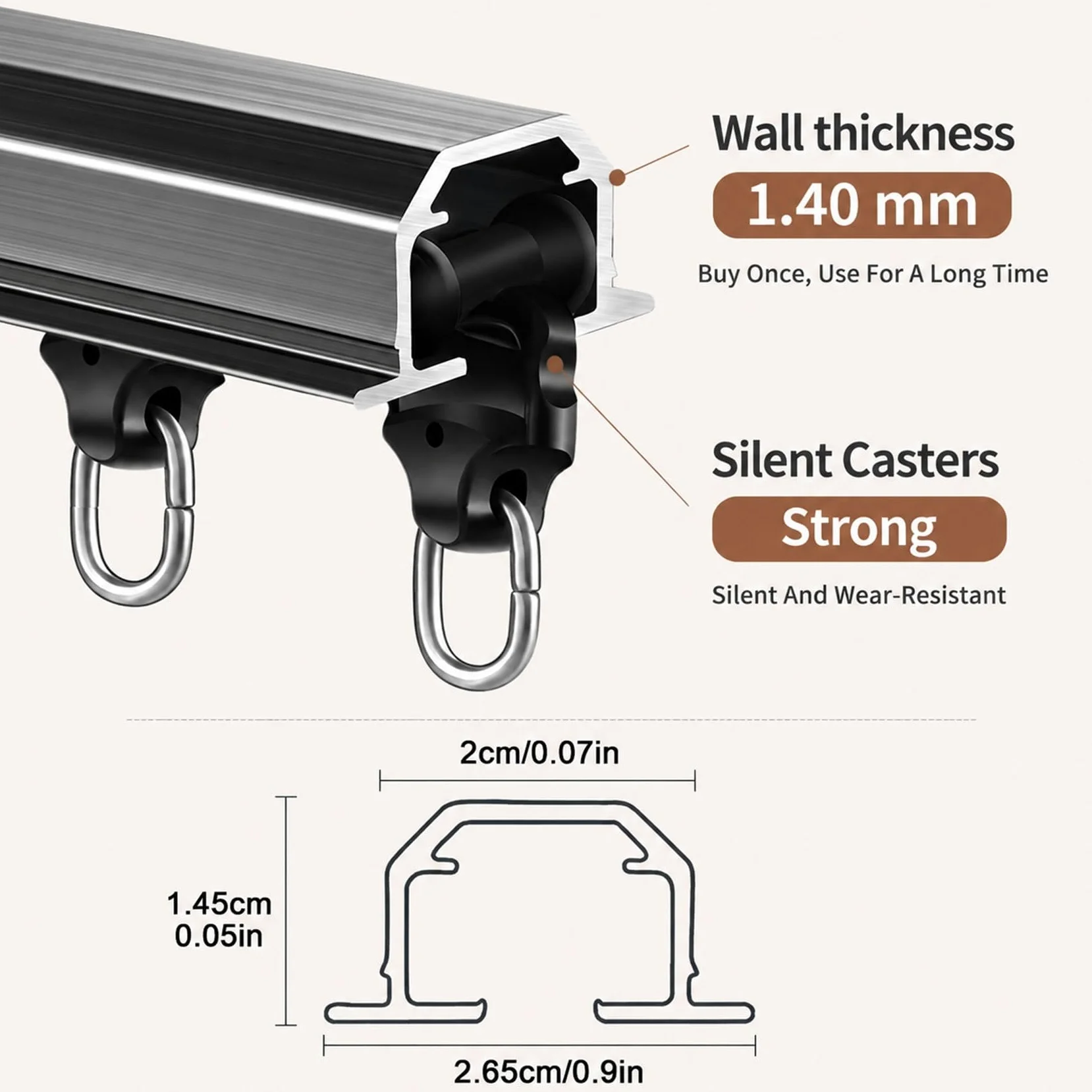 Rail de Rideau Encastré, Tringle à Rideau Caché Aluminium Plafond | Système Rail Robuste avec Roulettes Silencieuses, Pour Séparation De Pièce Et Fenêtres Balcon(Noir,240cm/7.8ft(2*120cm))