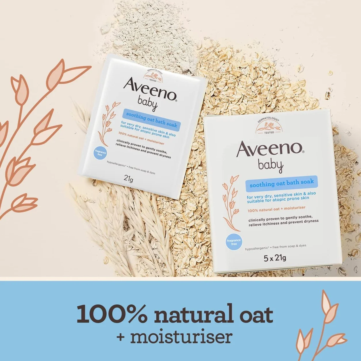 Aveeno Sachets de bain apaisants à l'avoine pour bébé 21 g Lot de 5