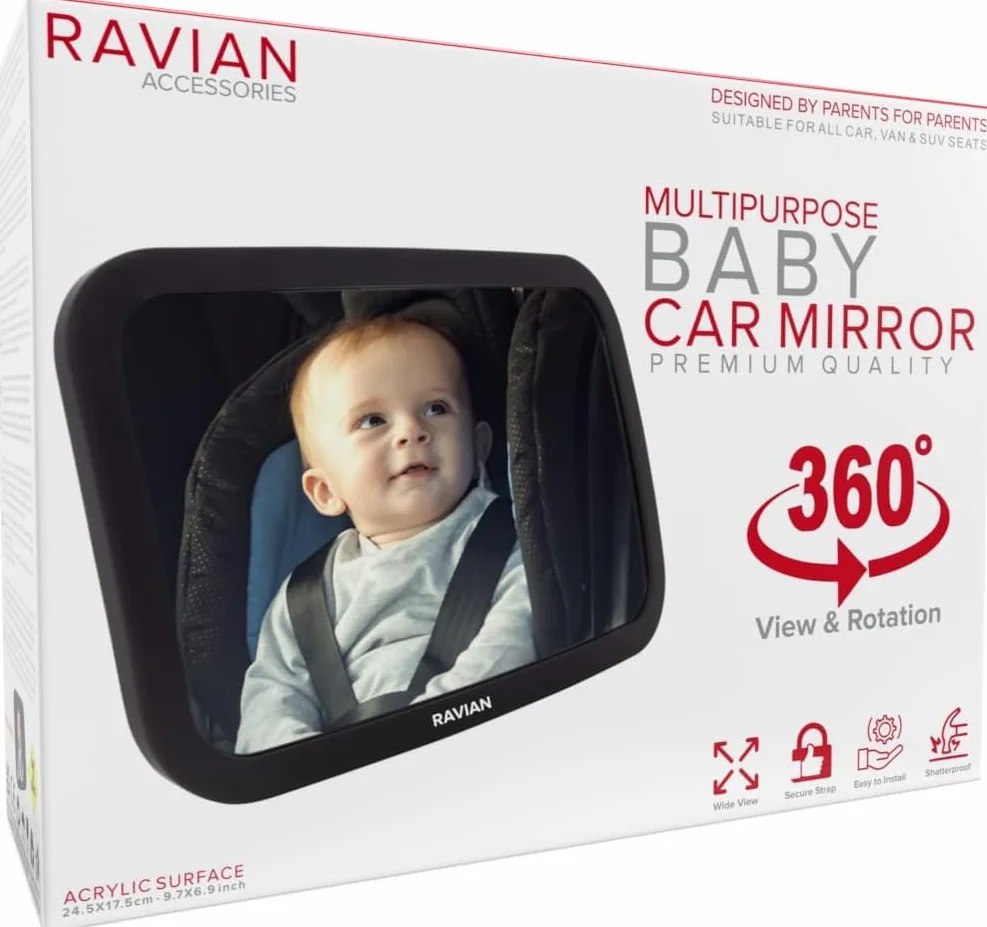 Rétroviseur voiture bébé vue arrière incassable réglable face arrière nourrissons enfants animaux domestiques