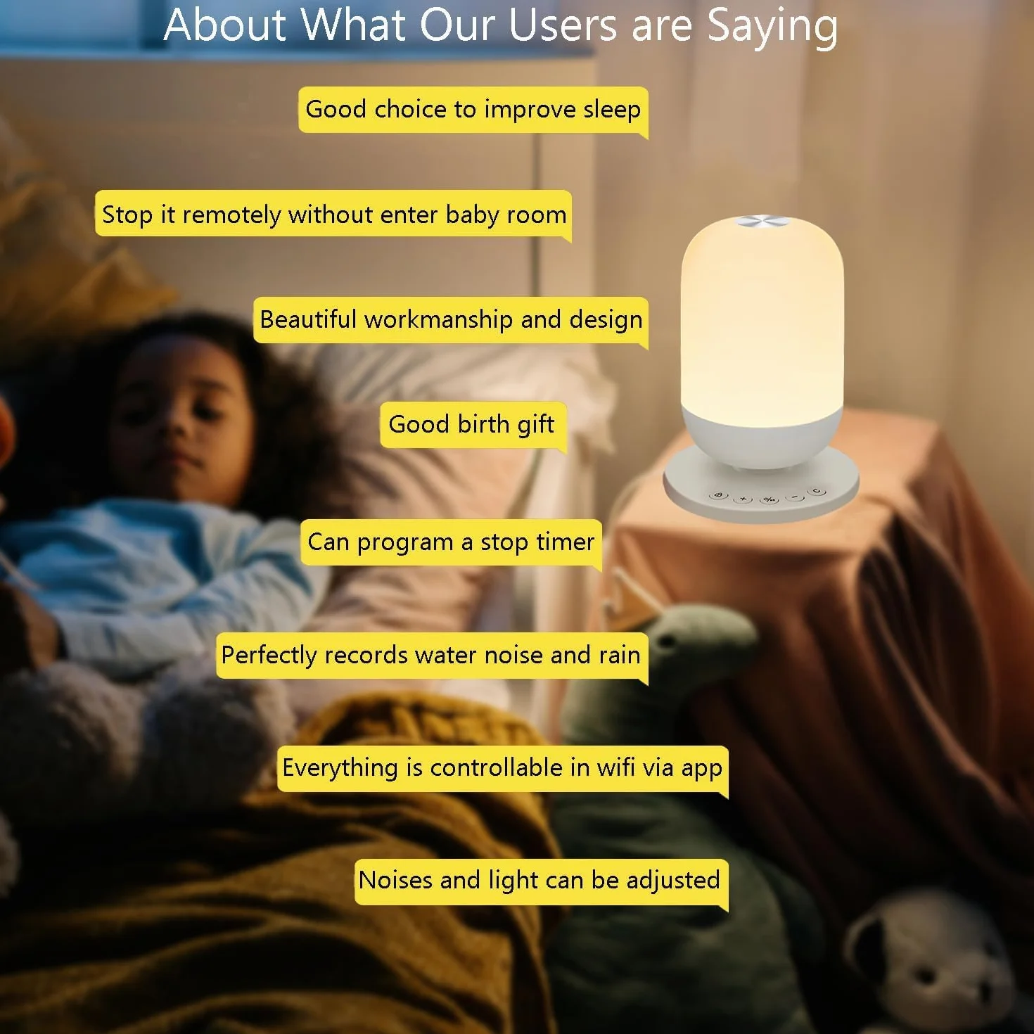 Intelligent machine à bruit blanc pour sommeil bébé adulte 34 sons apaisants veilleuse douce réveil minuterie contrôle Tuya Smart APP