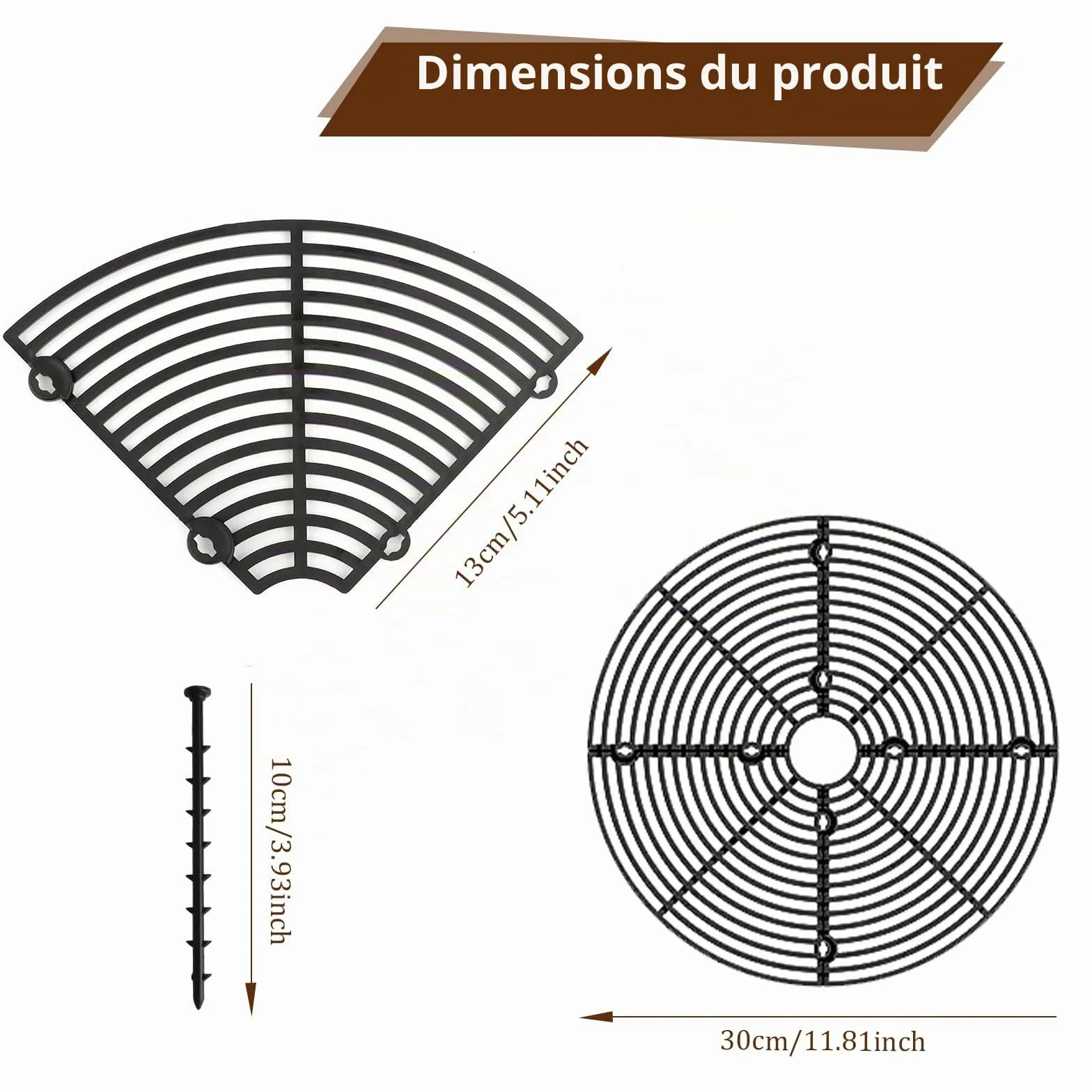 Grilles de Pots de Plantes 30 cm Cache Pot en Grille Plastique Découpable Protection de Sol