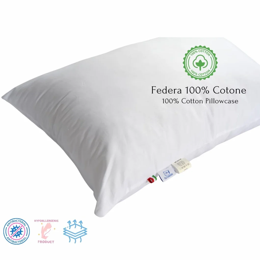 Coussin 40 x 30 cm 100% Coton Hypoallergénique Blanc Lavable en Machine pour Enfant