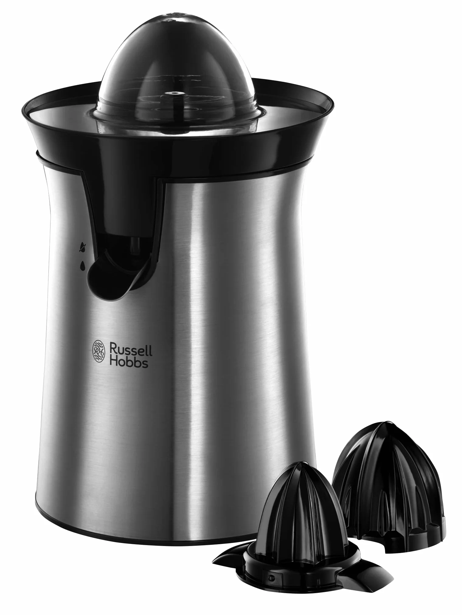 Russell Hobbs Presse Agrumes Electrique Classic Inox brossé 2 Sens Rotation 2 Cônes Interchangeables sans BPA 22760-56