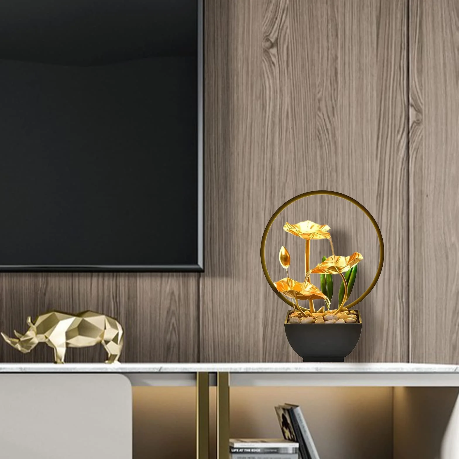 Fontaine d’Intérieur Cascade avec Lumières LED Zen Relaxante pour Décoration Maison Bureau Salon