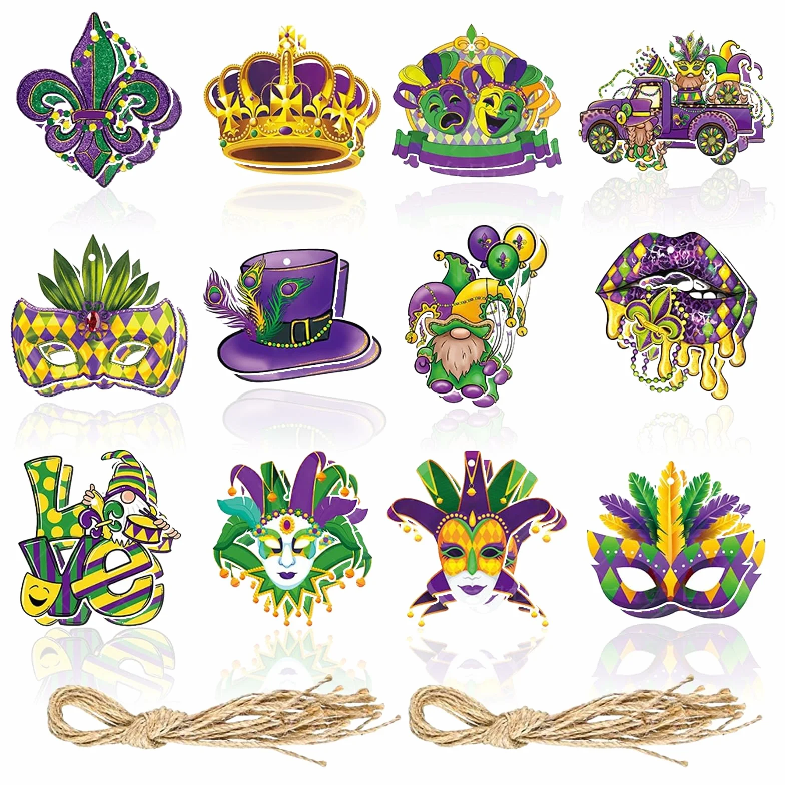Ornements Suspendus de Carnaval 24 Pièces, Masque de Mascarade Décoration