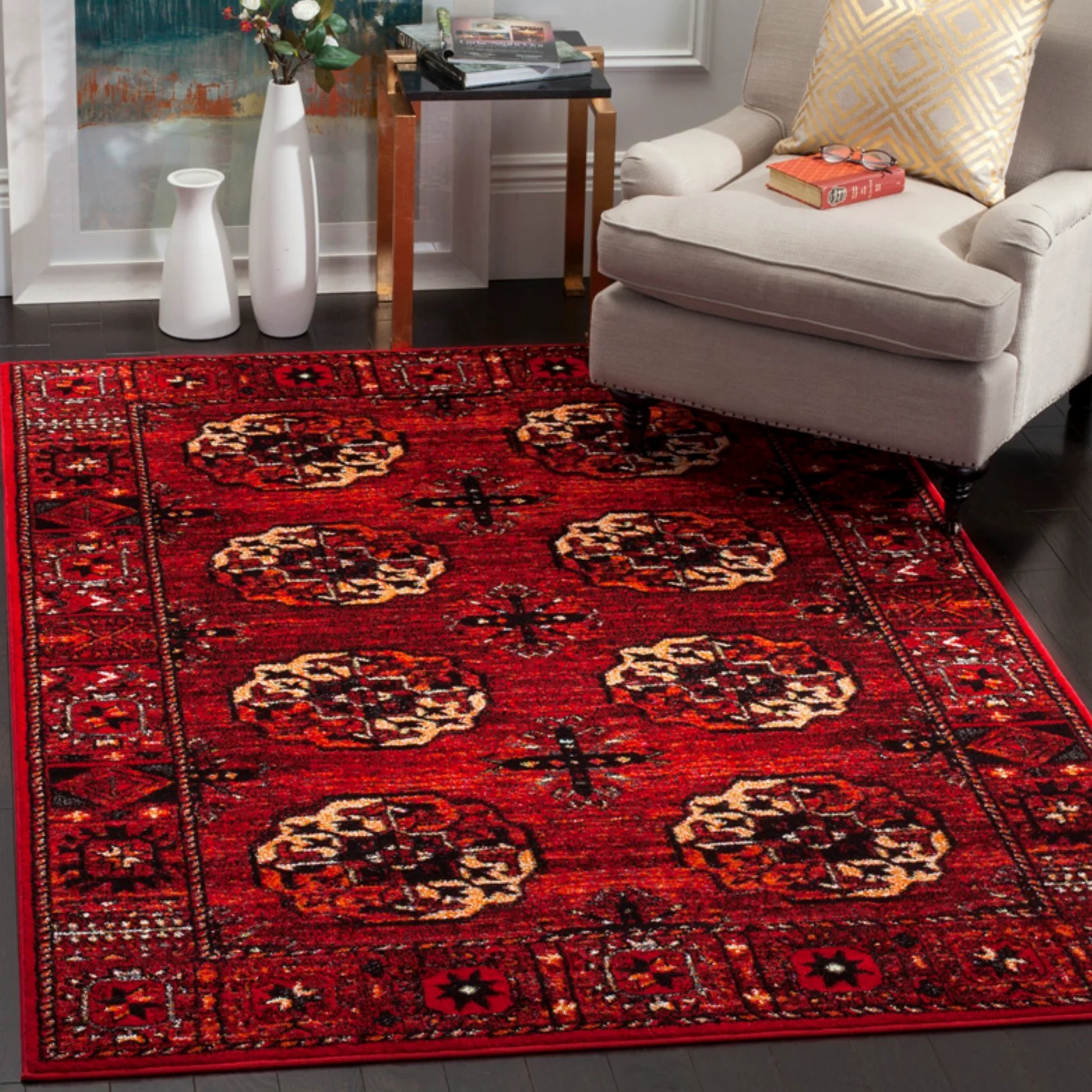 SAFAVIEH Tapis Traditionnel pour Salon, Salle à Manger, Chambre à Coucher - Persian Collection, Tapis à Poil Court, Rouge et Multi, 160 X 229 cm