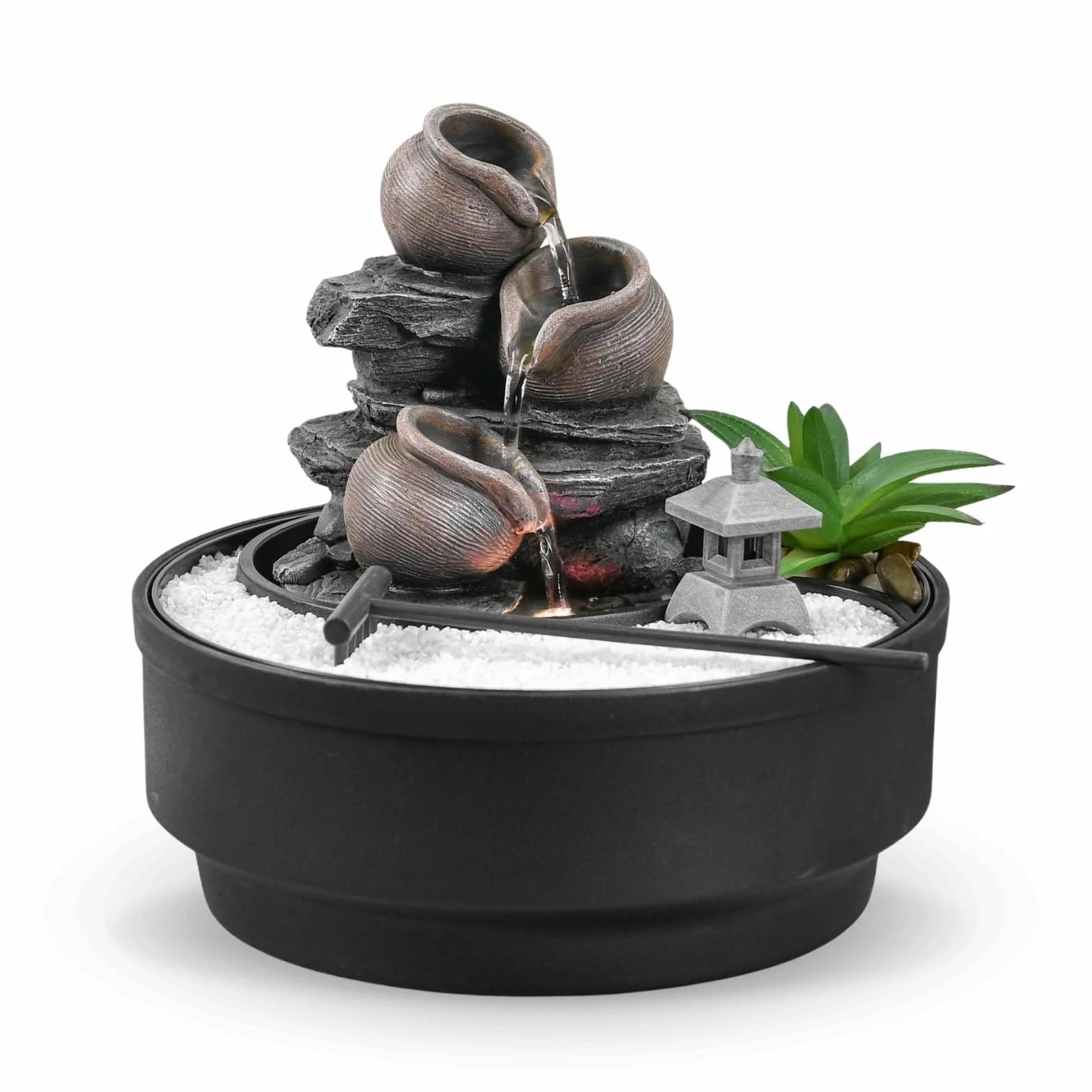 Fontaine d'Intérieur Jardin Zen, Lumière LED, H21 cm - Oasis Zen'Light
