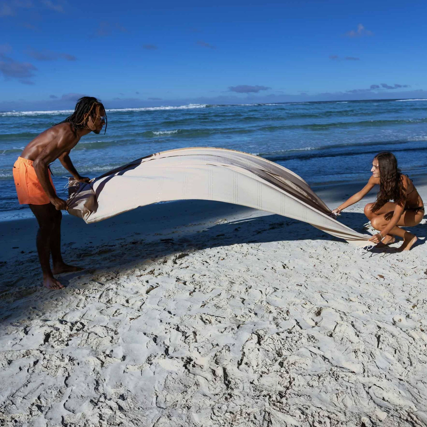 Reva - Fouta Serviette Plage XXL Coton recyclé 2x3 m Bali - 200 x 300 cm