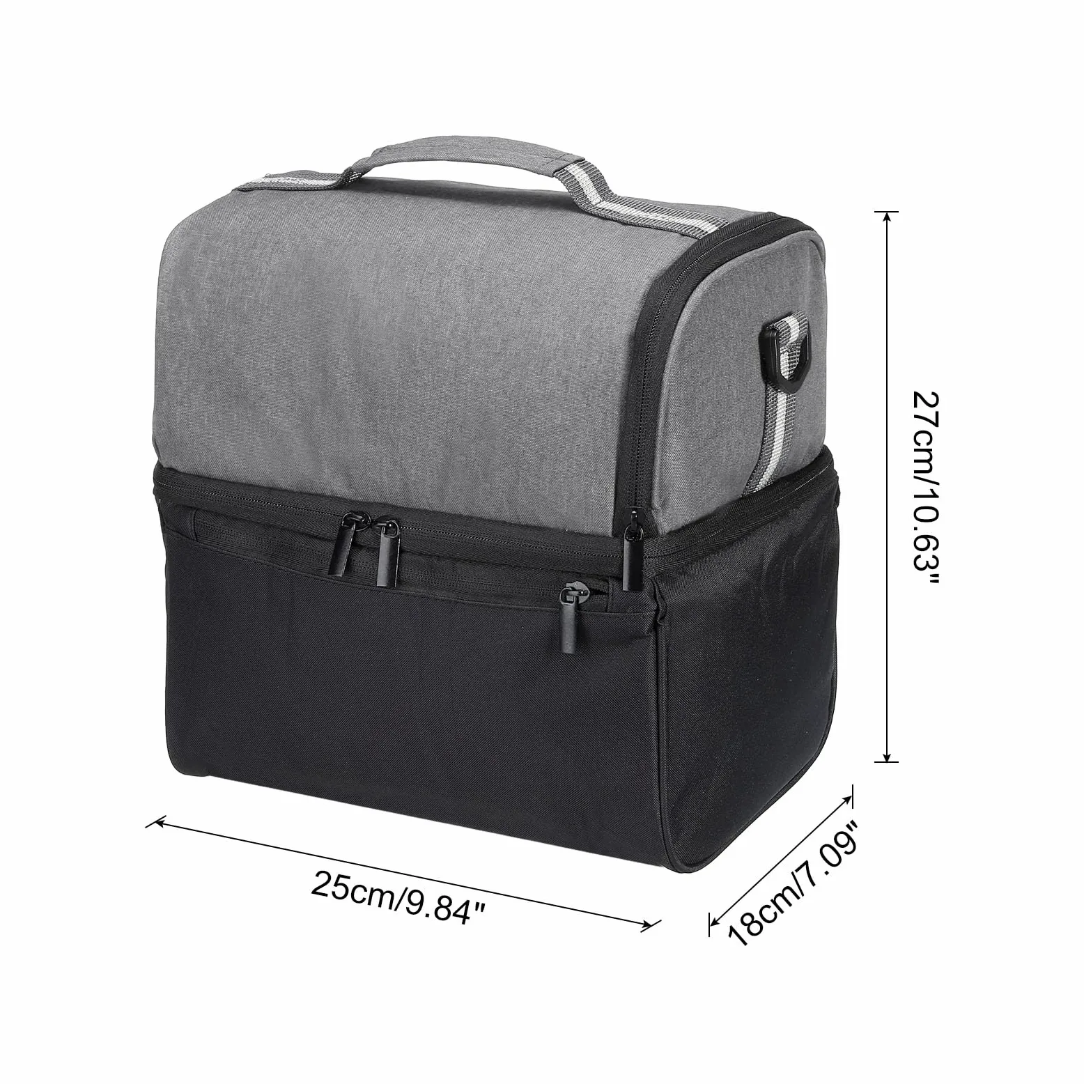 Sac à déjeuner isotherme en tissu Oxford imperméable, sac fourre-tout thermique portable, boîte à déjeuner, récipient alimentaire pour le travail, le bureau, le pique-nique en plein air, 26,7 x 18 x