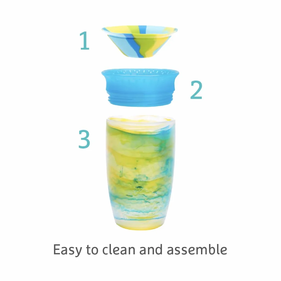 Munchkin Miracle 360 Tasses Bébé Gobelet à Flux Libre Sans BPA 296 ml Pack de 2 Bleu/Jaune