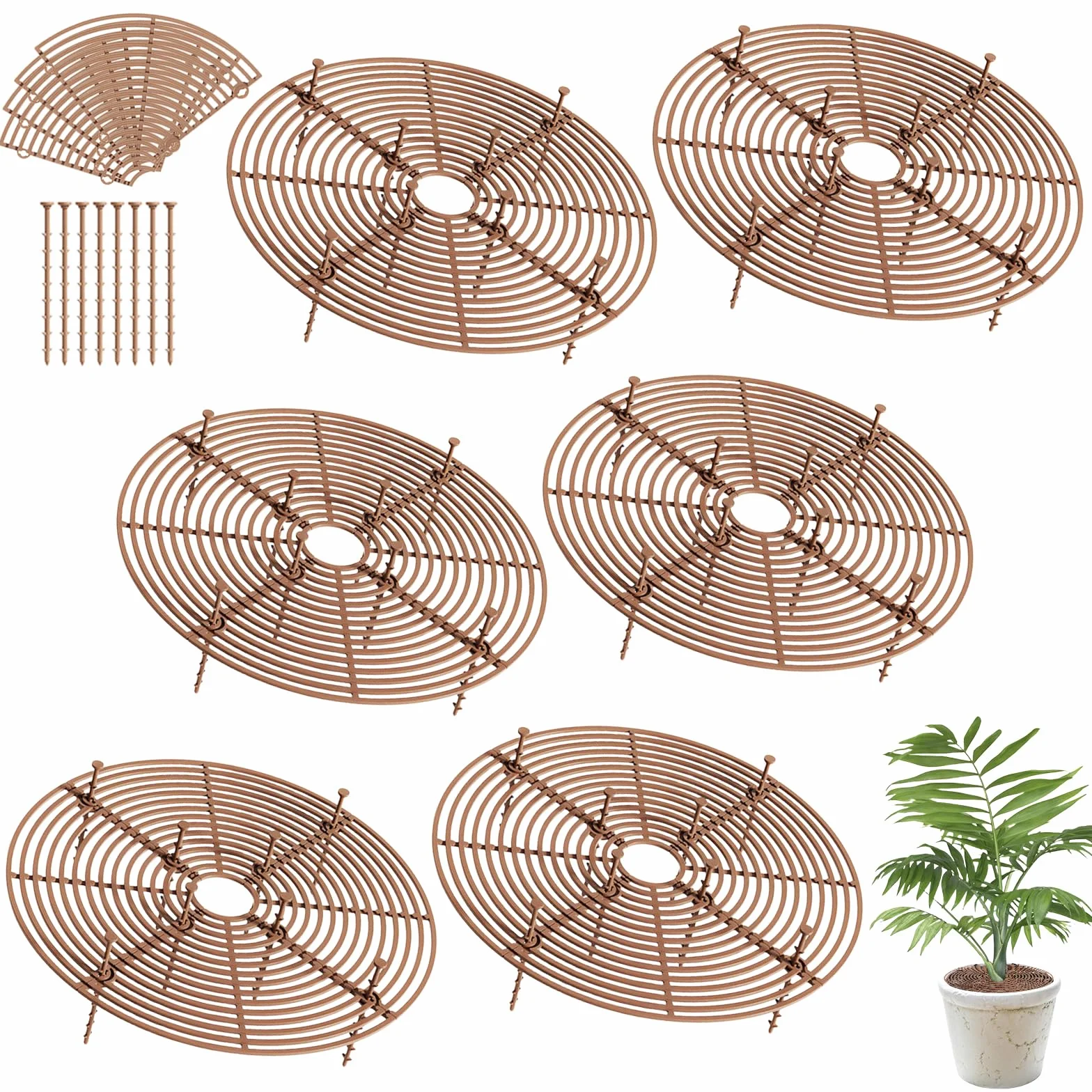 Lot de 6 grilles de protection rondes pour plantes 30 cm pour pot de fleurs