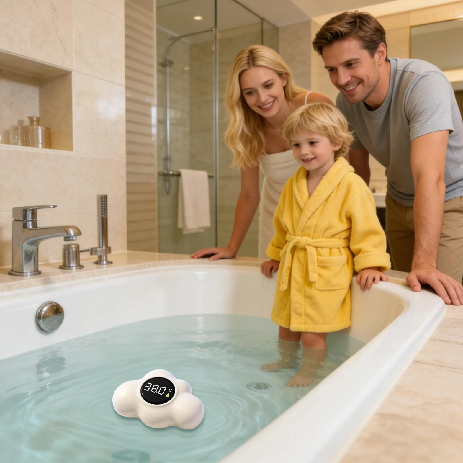 Thermomètre de Bain Bébé Numérique Flottant avec Affichage LED