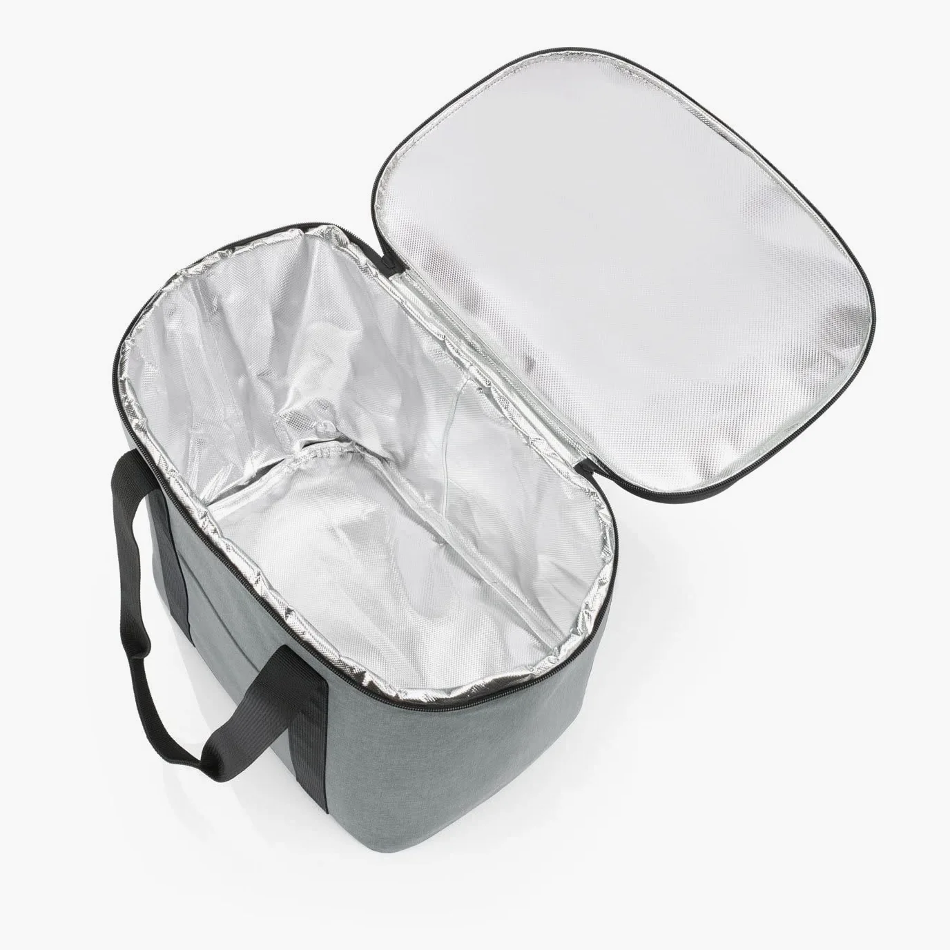 reisenthel coolerbag XL - très grand sac isotherme idéal pour vos pique-niques, doublure isotherme en feuille d'aluminium, couvercle à fermeture hermétique, capacité 30l, en noir, Couleur:twist silver