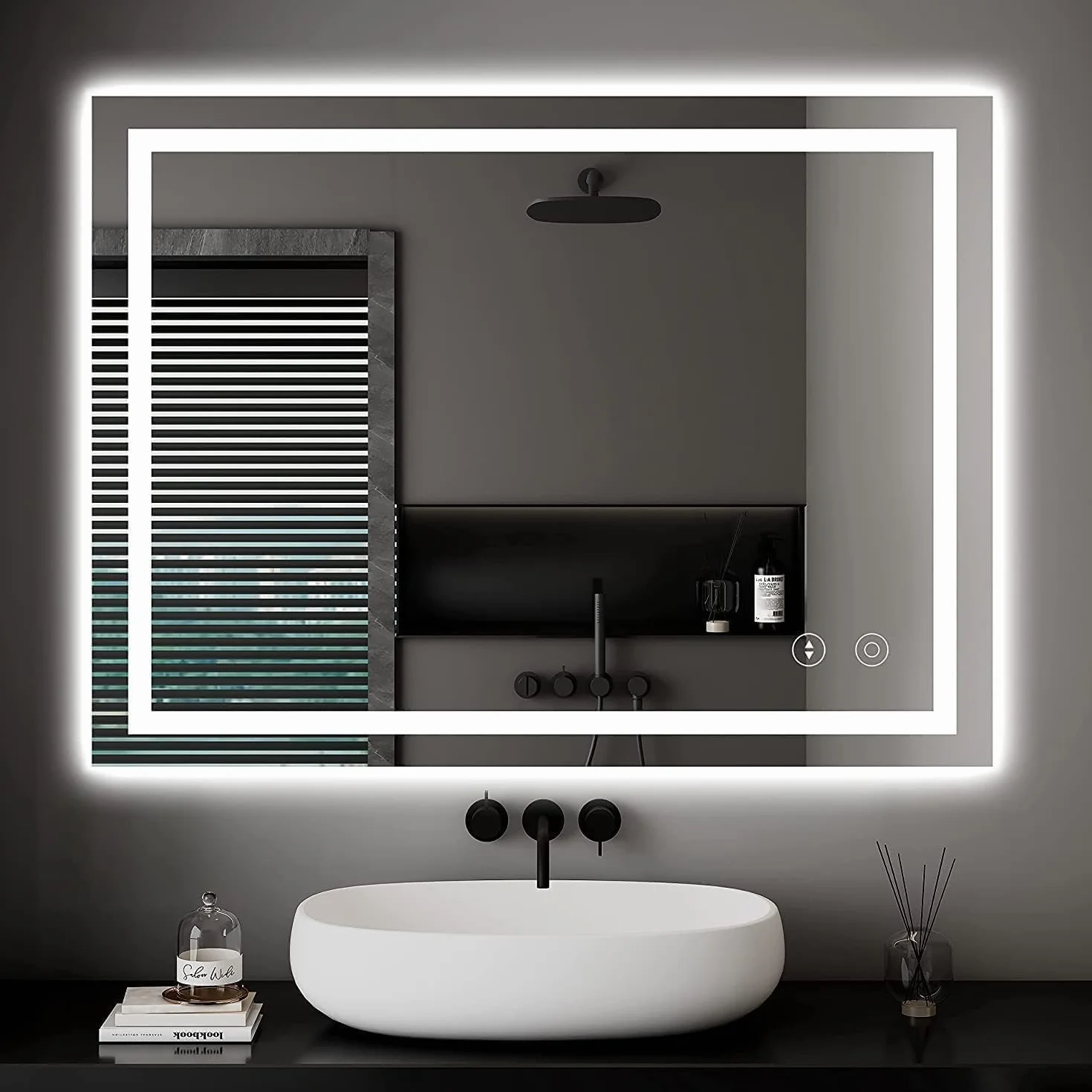 Dripex Miroir de Salle de Bain LED 60x80cm 30W Anti-buée 3 Couleurs Dimmable IP44