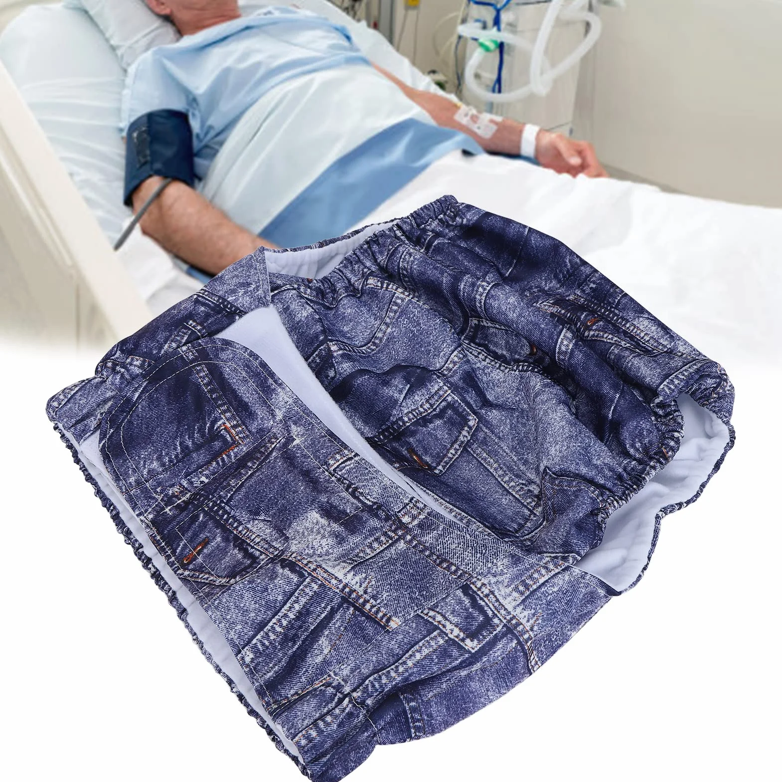 Couche Lavable Réutilisable pour Adultes, Imperméable, Protection Incontinence, Attaches Crochet