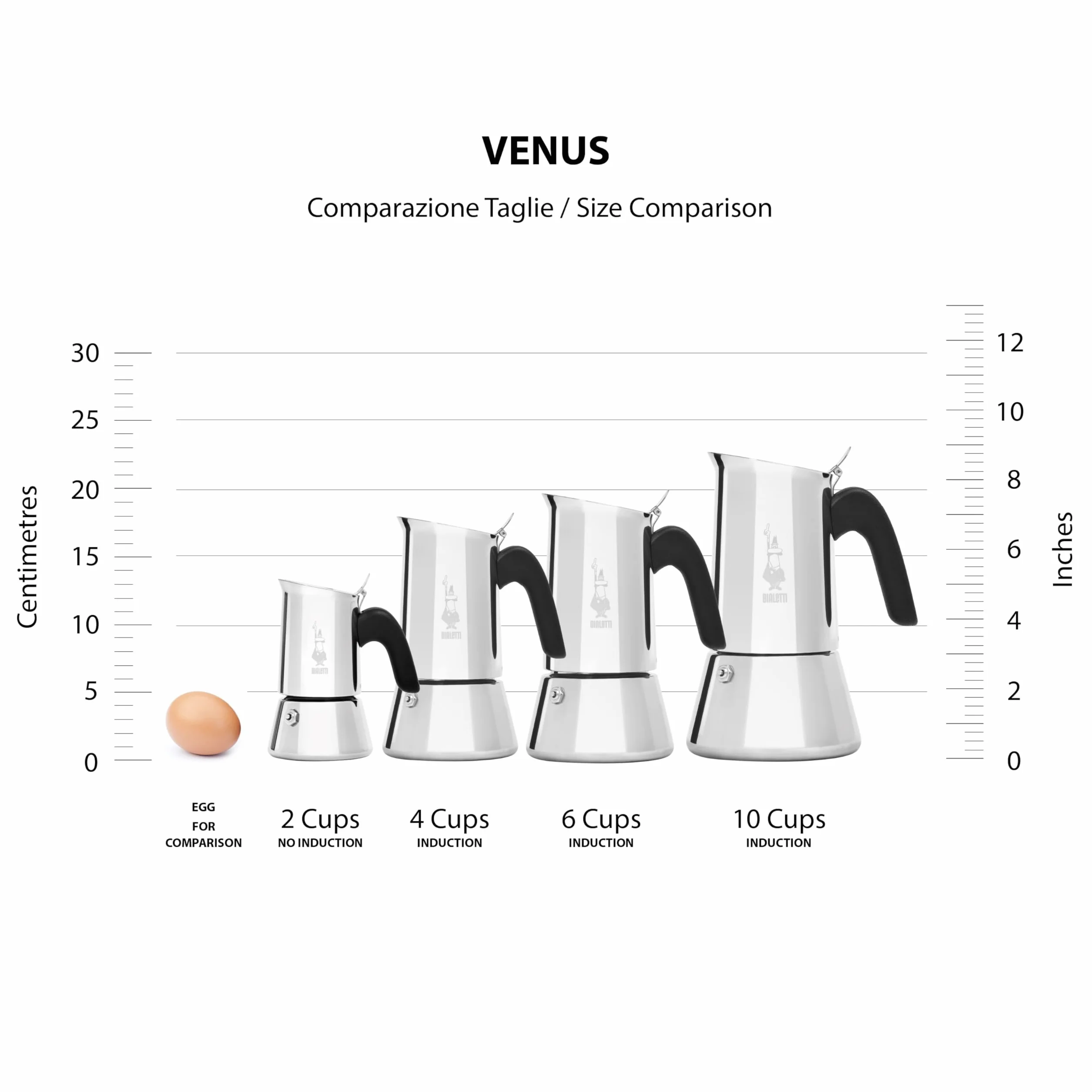 Bialetti Venus Induction Cafetière Expresso Inox 10 Tasses 460 Ml Argenté