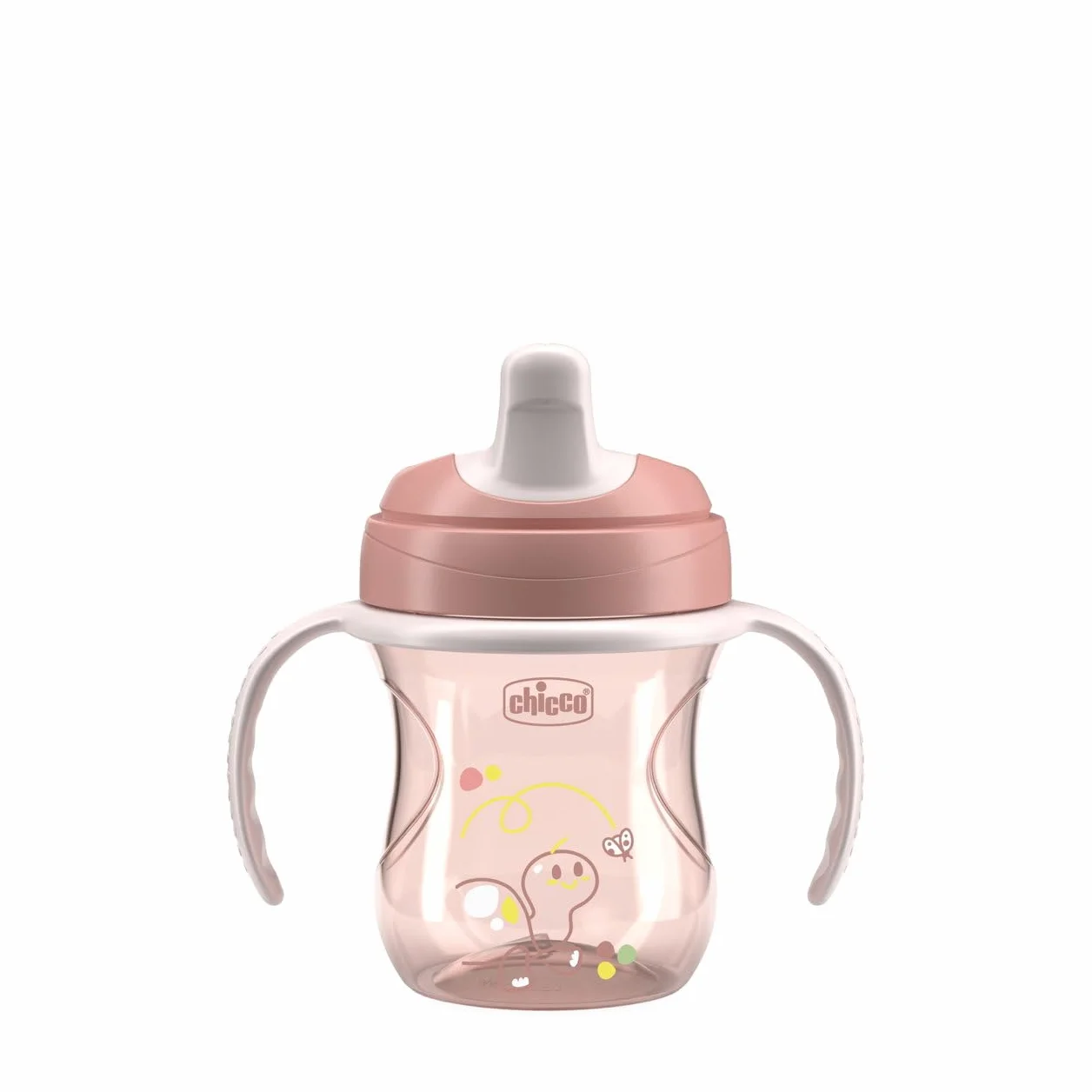 Chicco tasse d'apprentissage anti-goutte plastique bec ergonomique semi-doux 6+ mois sans BPA Rose