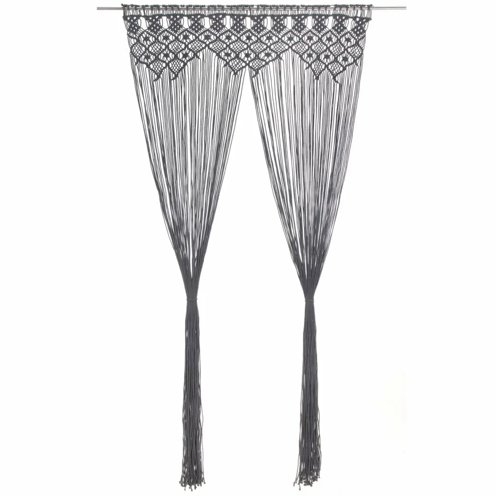 Rideau en macramé Anthracite 140x240 cm Coton Salon B | Thermique Isolant Lumiere et Anti Chaleur Rideau Fenêtre pour Chambre et Intérieur