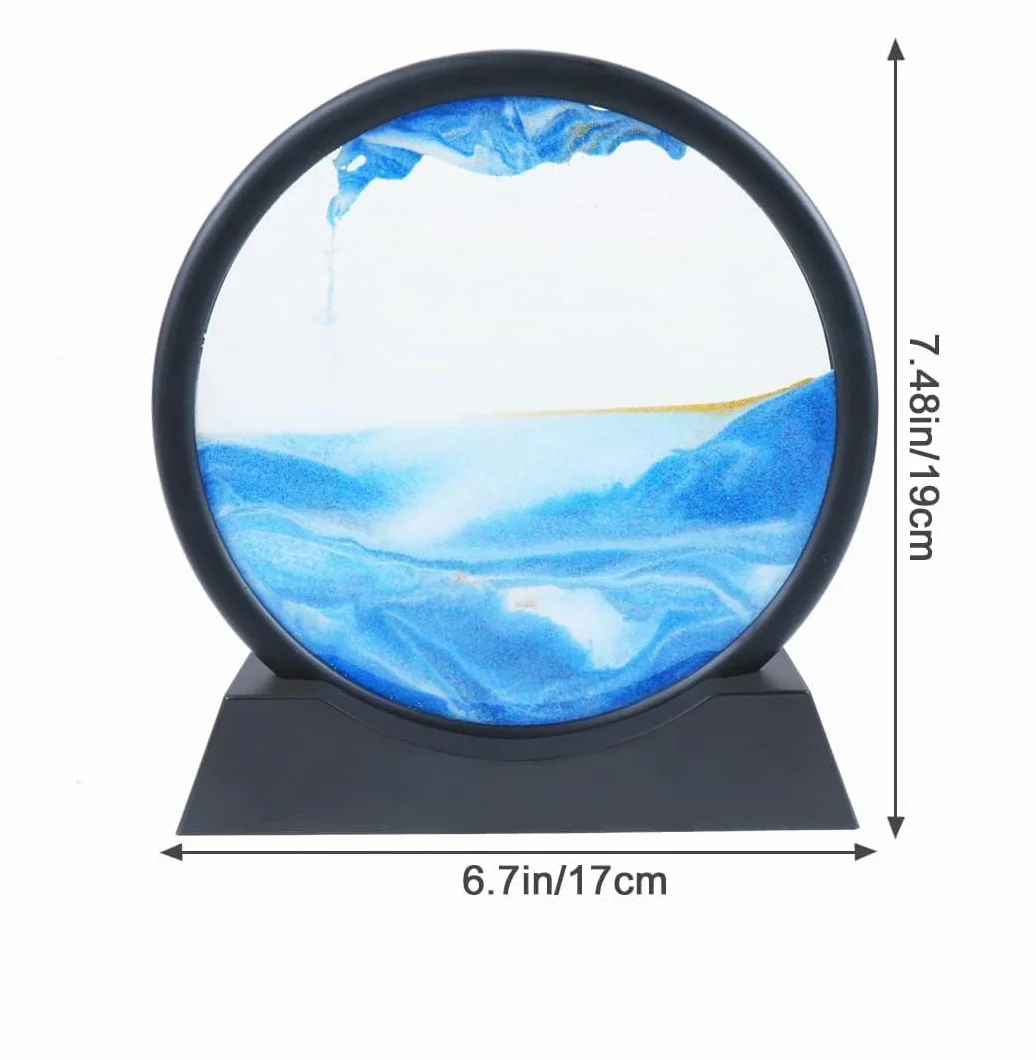 Peinture de Sable Qui Coule, Art Dynamique Sable, Décor 3D Rond pour Décoration Maison