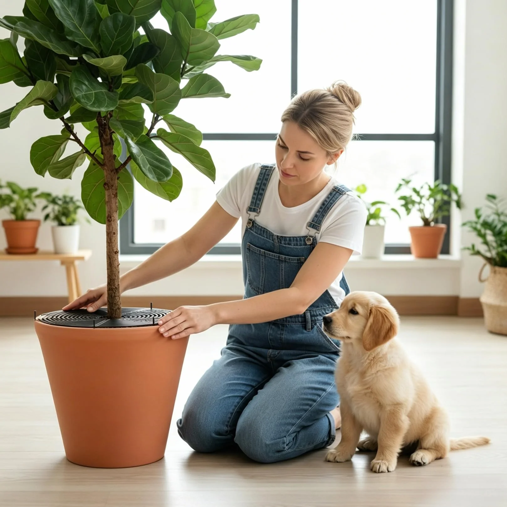 Lot de 2 grilles de protection pour pot de fleurs 50 cm protection plantes chat non toxiques