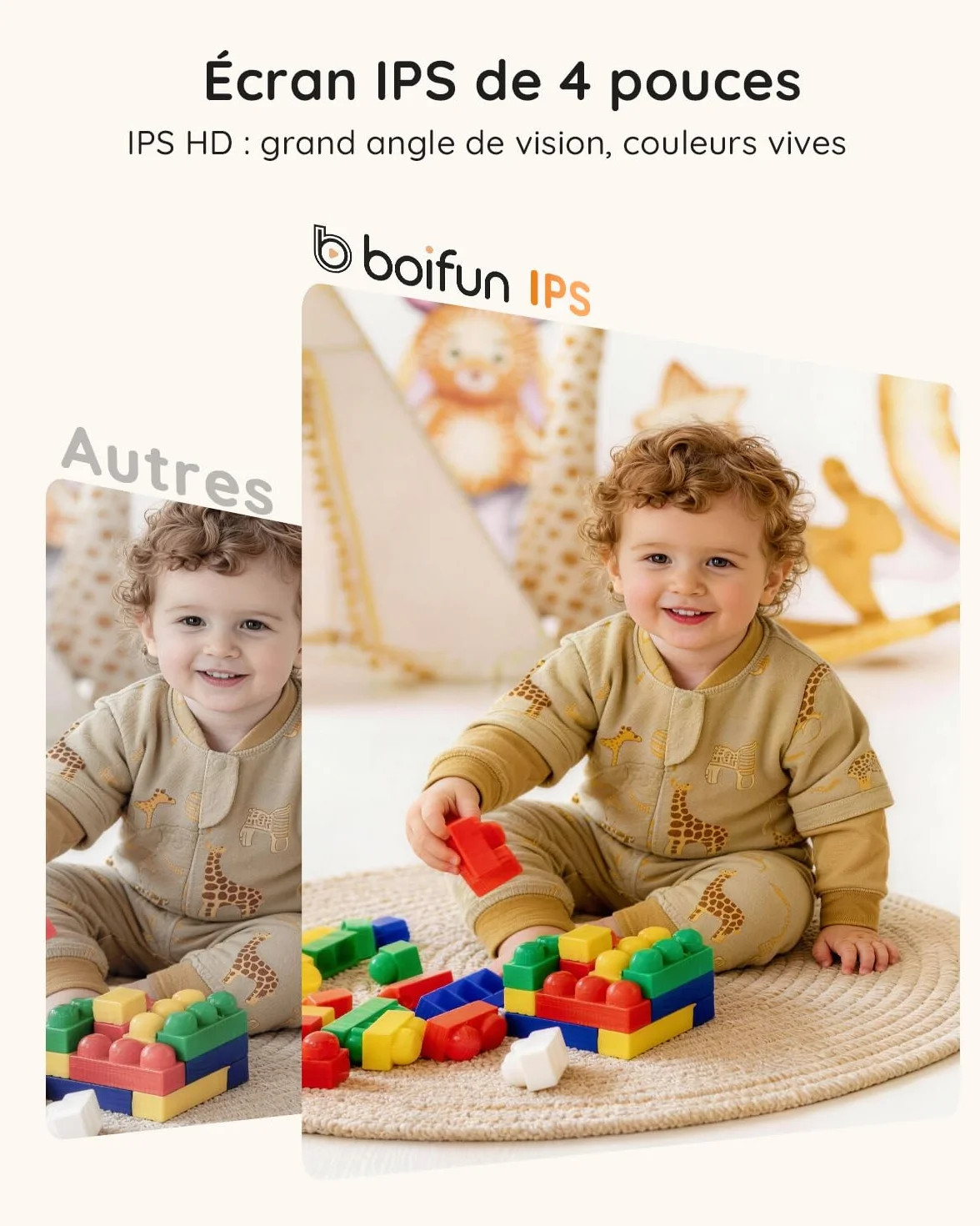 Babyphone Camera Bebe Surveillance sans WiFi, Vision Nocturne Infrarouge Invisible, 4 Pouces HD 720P, Interphone Bidirectionnel
