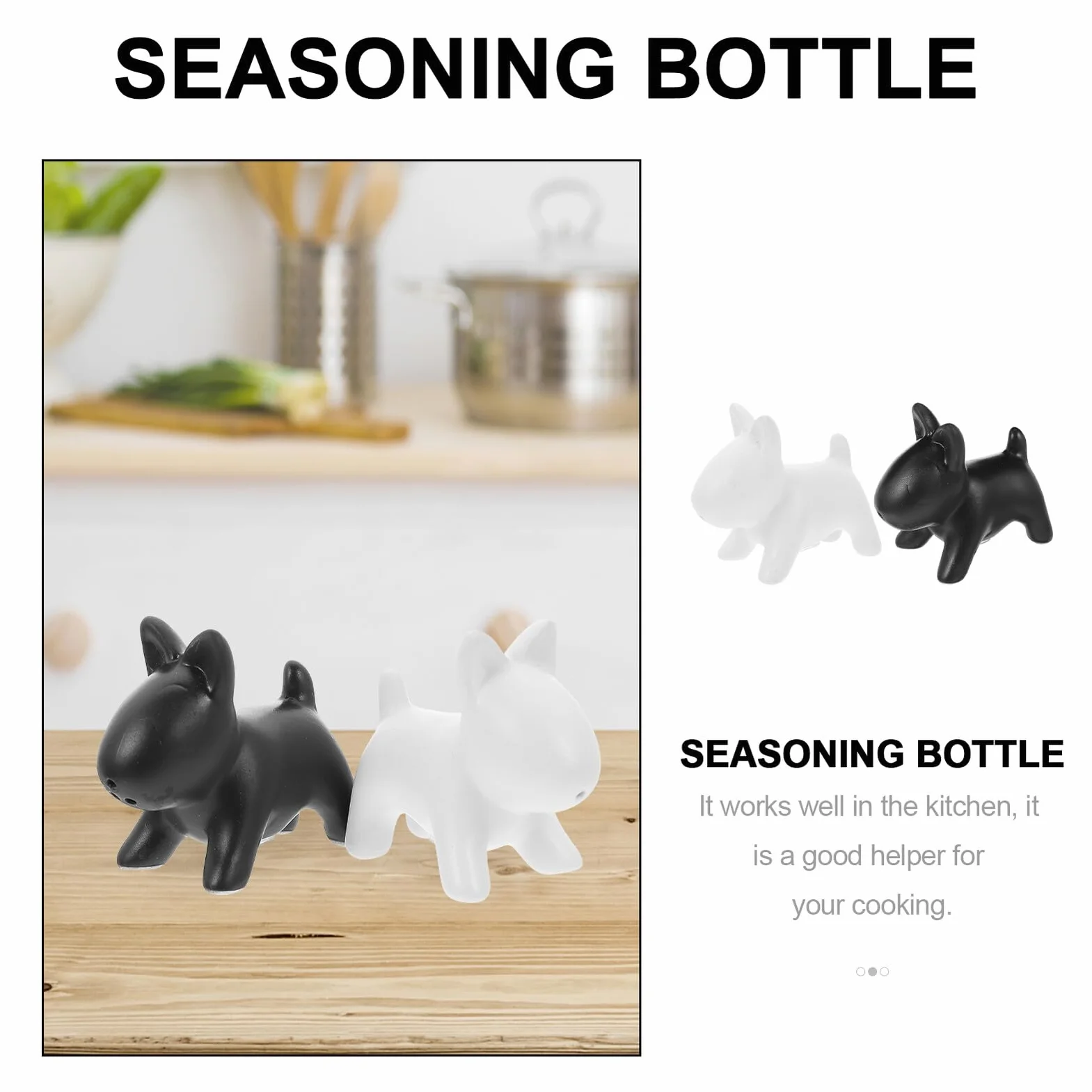 Salières et Poivrières en Céramique Forme Chien Blanc pour Rangement Épices Cuisine