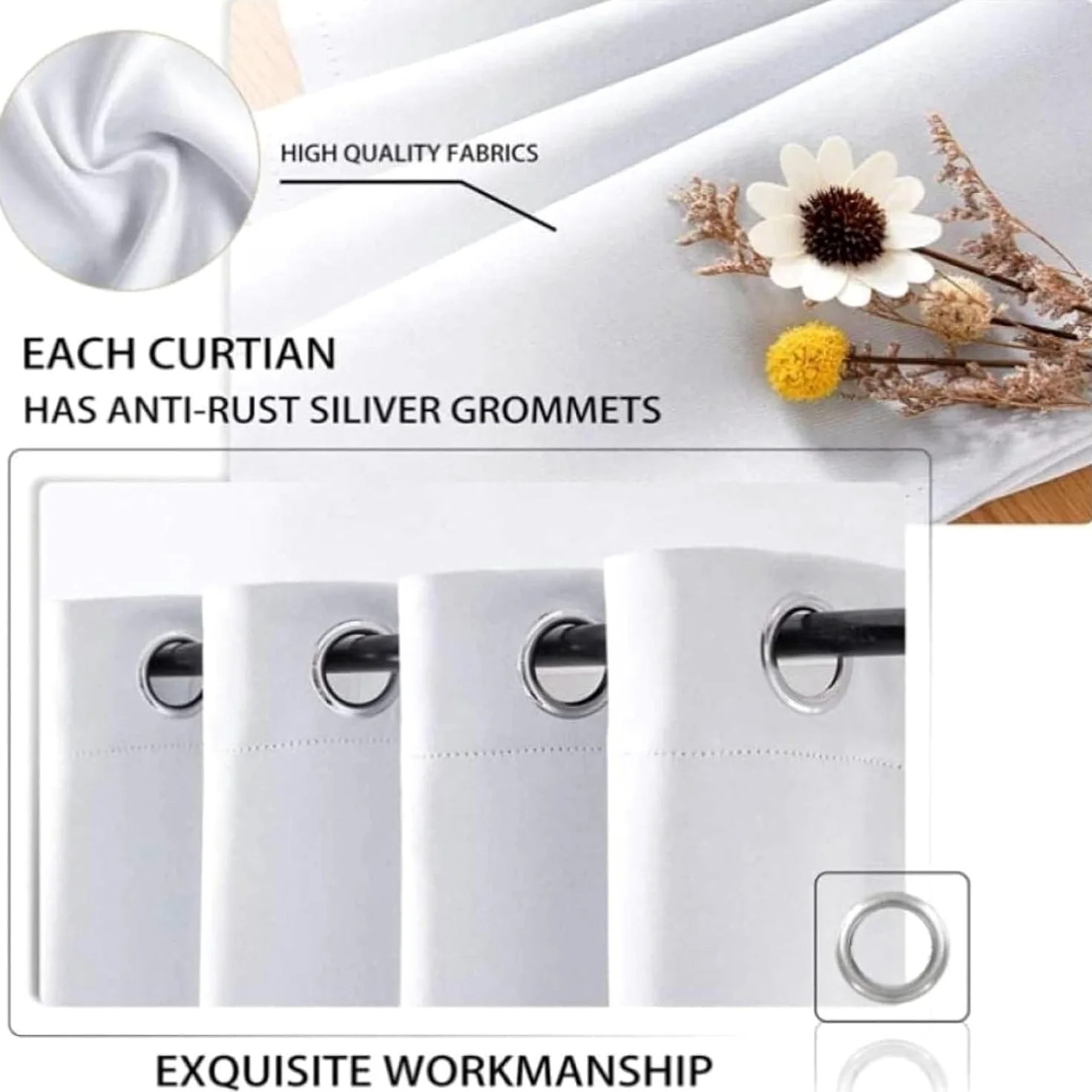 Rideau Salon Feuilles Fleur d'abricot Rideau Chambre Rideaux Cuisine Rideau Thermique Isolant Anti Froid Lot de 2 pour Décoration de Fenêtre 140x225 cm (Largeur x Hauteur)