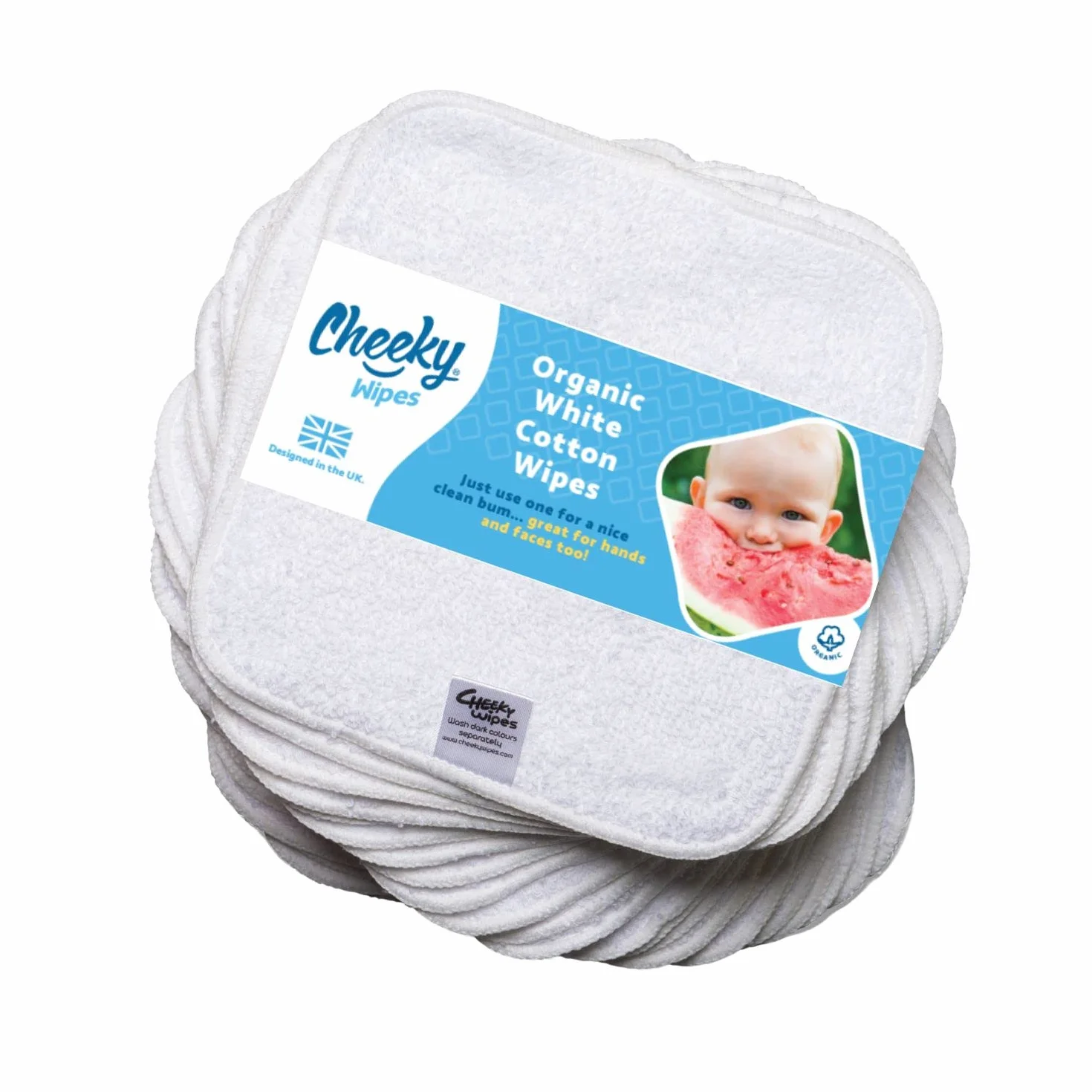 Lot de 25 lingettes pour bébé en coton épais bio 15 x 15 cm