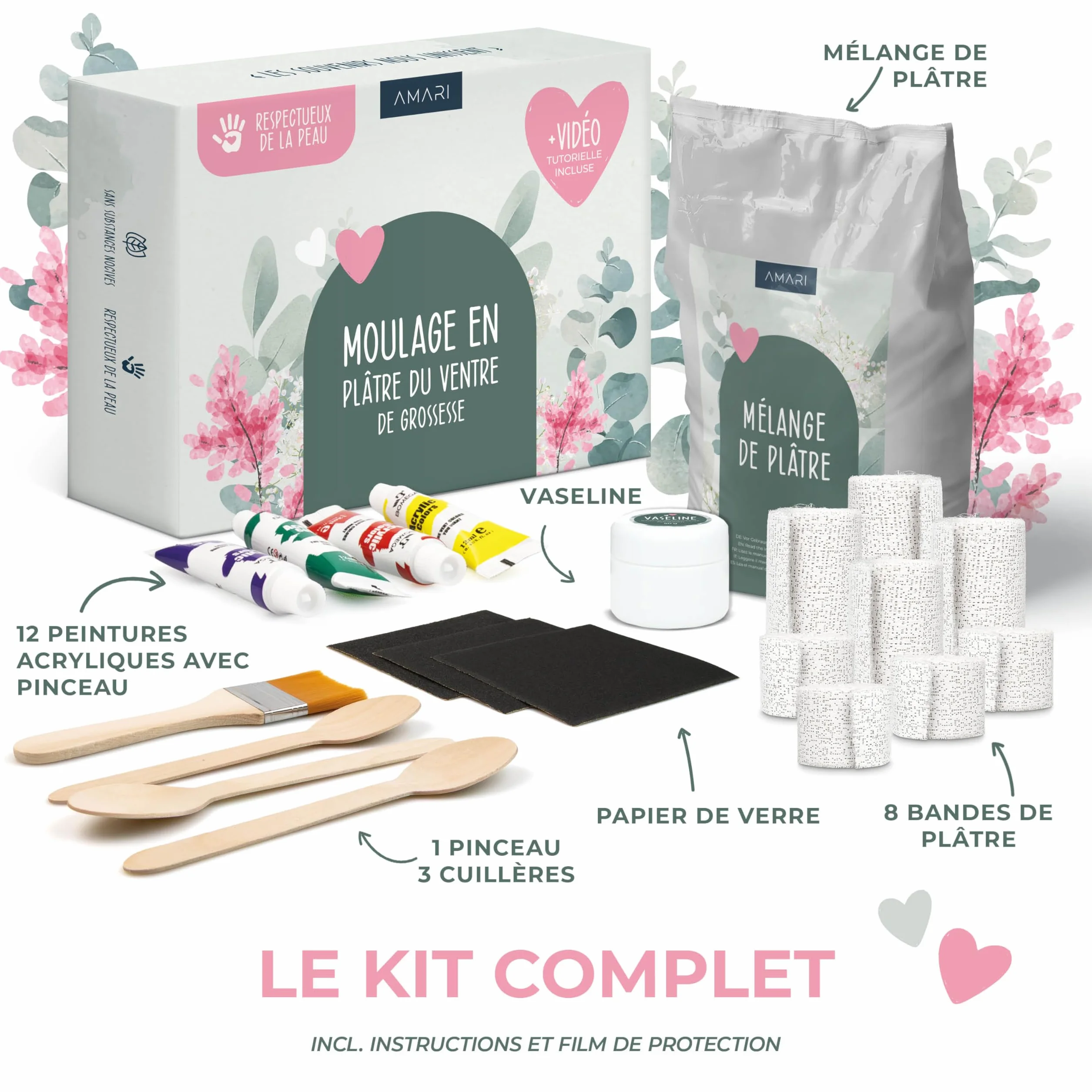 Kit d'empreintes de plâtre pour ventre de bébé - Cadeau pour future mère, souvenirs de grossesse