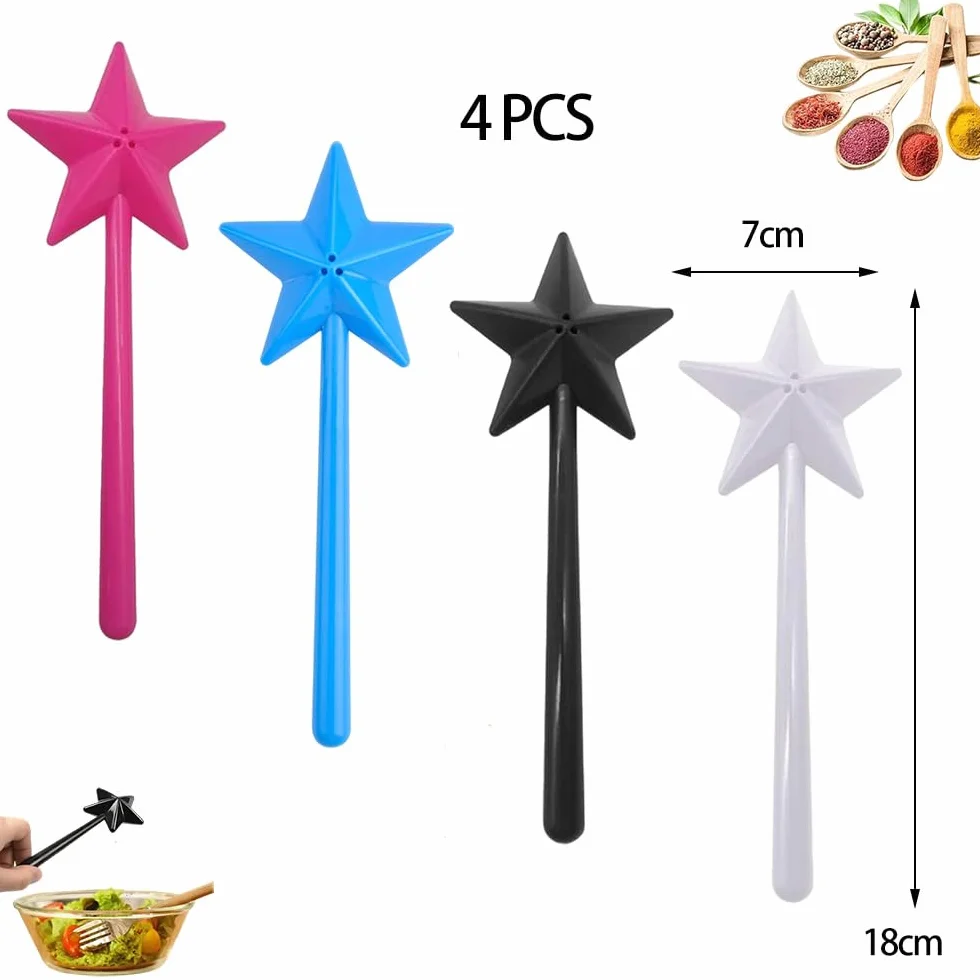 Salière Baguette Magique Distributeur Sel Et Poivre en Forme D'étoile Bouteille à Épices avec Trous 4 Pièces