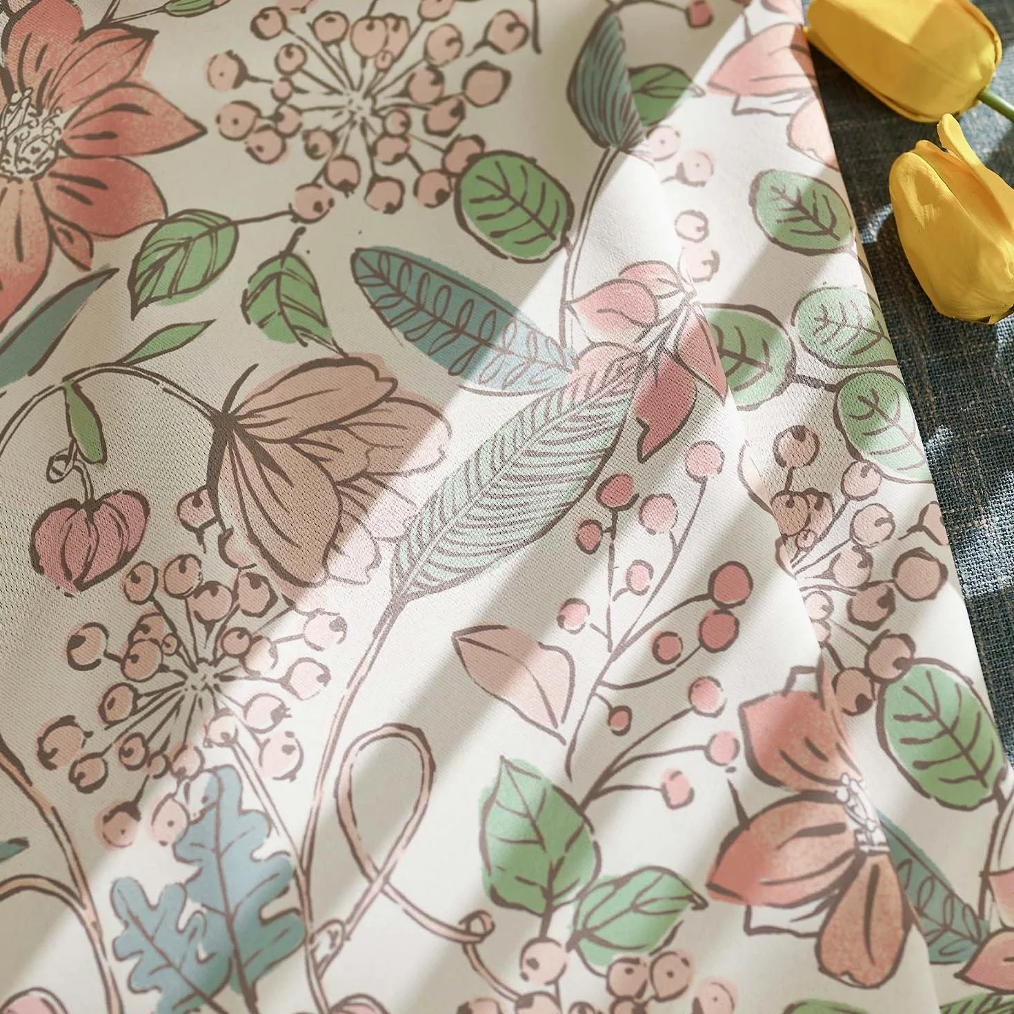 Vangao Lot de 2 rideaux occultants à motif floral pour chambre à coucher - 243,8 cm de long - Rideaux de campagne française rose pour enfants - Imprimé toile - Rideaux de ferme à isolation thermique