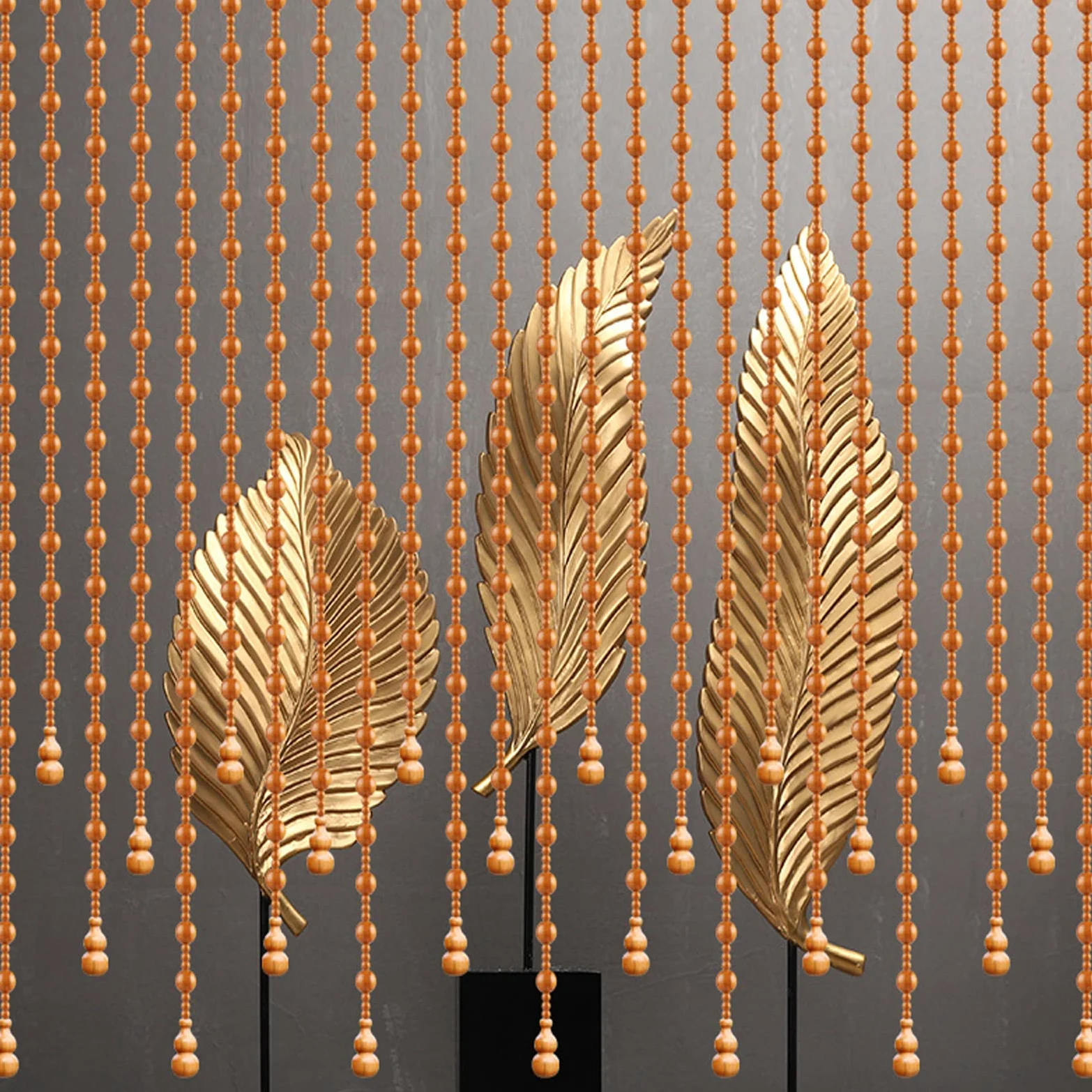 Rideau en Perles en Bois Naturel,Cloisons Placards Rideaux,Rideau Perlé en Bois Fait à La Main,Rustique Décor,Taille Personnalisable (21 Strands-65x40-60cm)