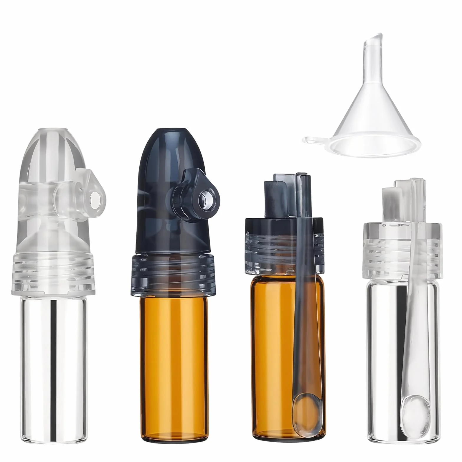 Sniffer Doseur 4 Pièces Couleurs Marron Blanc Outils Épices Poudre Spice Bottles Entonnoir Camping Voyages
