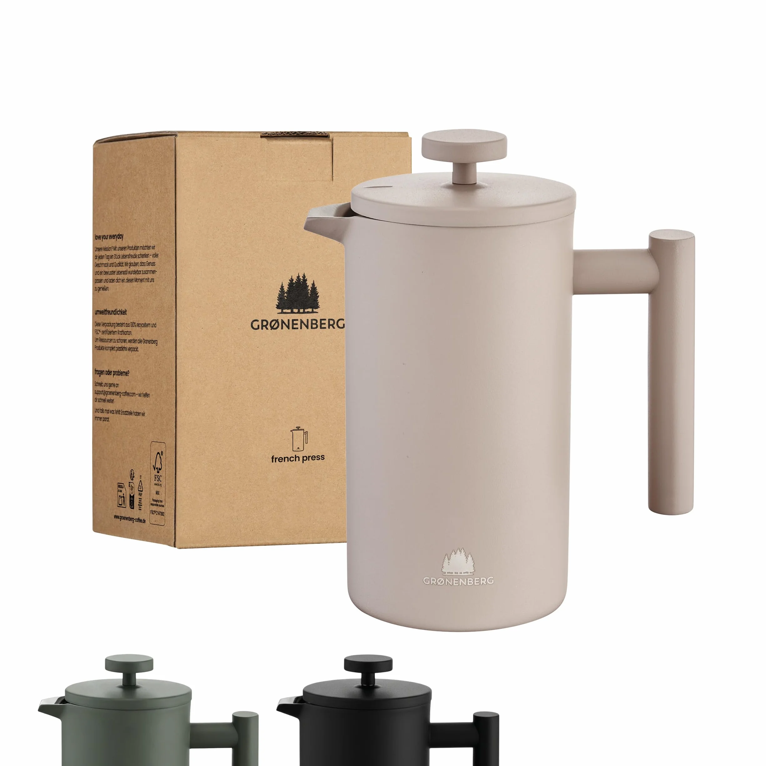 Groenenberg Cafetière à piston en acier inox French Press Earth 1 litre