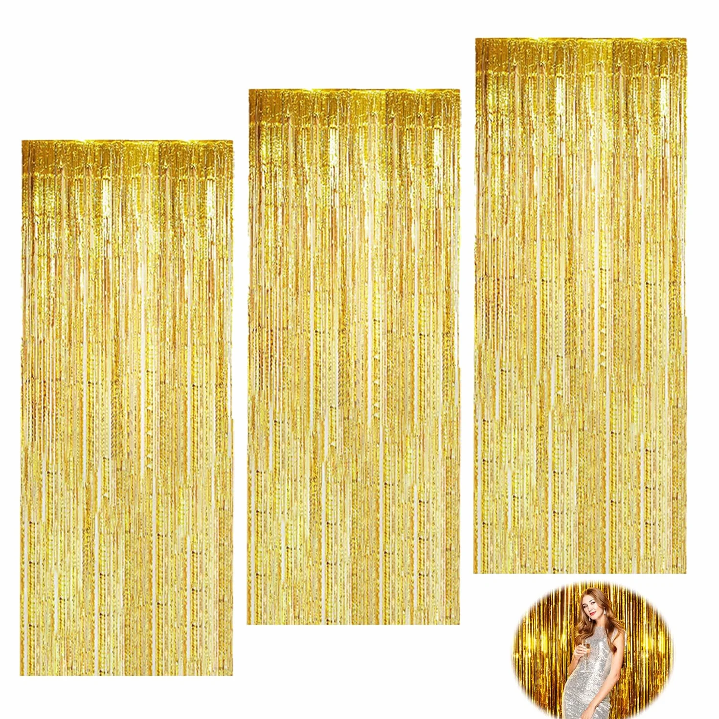 Rideau Frange à Paillettes Doré 1m x 2m, Toile de Fond Scintillante pour Décoration Anniversaire Mariage