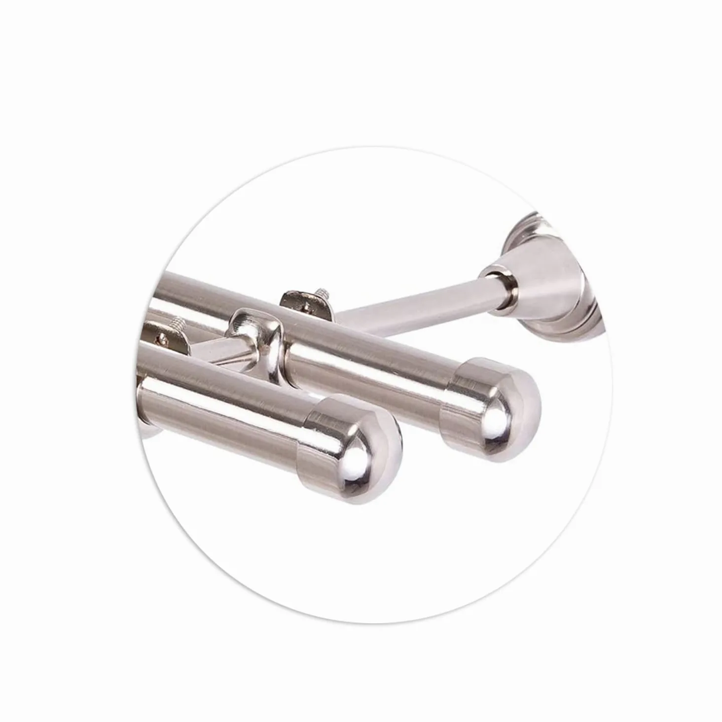 MDEKOR Tringle à rideaux double rail en métal aspect inox diam.19 mm 320