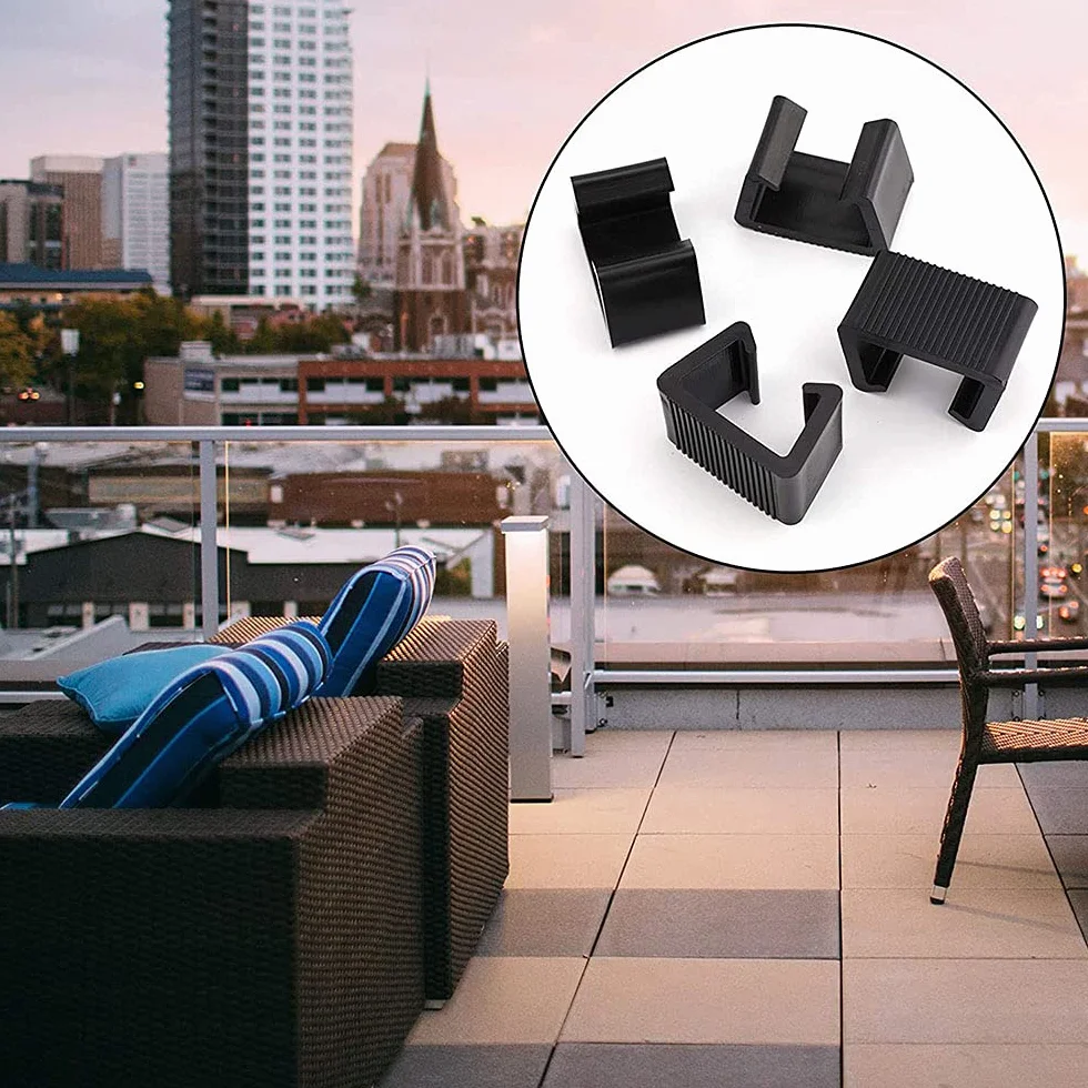 Clips de Meubles Canapé en Plastique Solide pour Rotin, Jardin, Salon (Noir) 8 Pièces