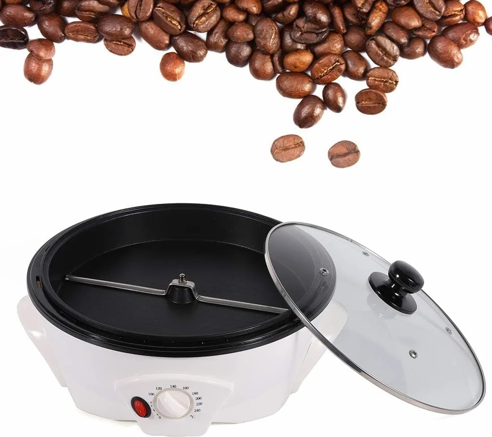 Torréfacteur de Café 1200W avec Température Réglable pour Torréfier les Grains de Café (Blanc)
