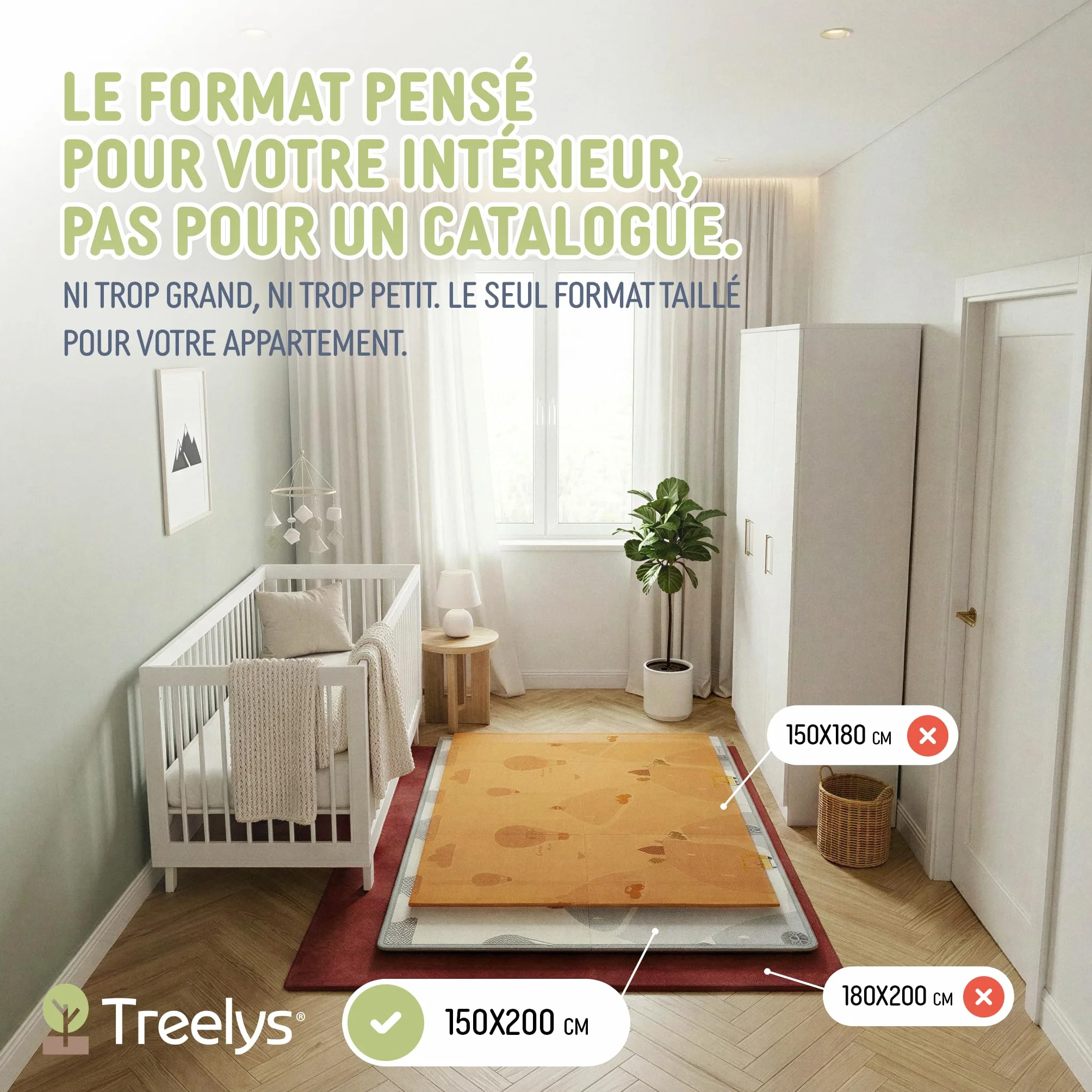 Tapis d'Éveil et de Jeux Bébé Treelys Urban Railway 150x200 cm Circuit Routier Pliable Réversible XPE 15mm EN71 0-3 Ans