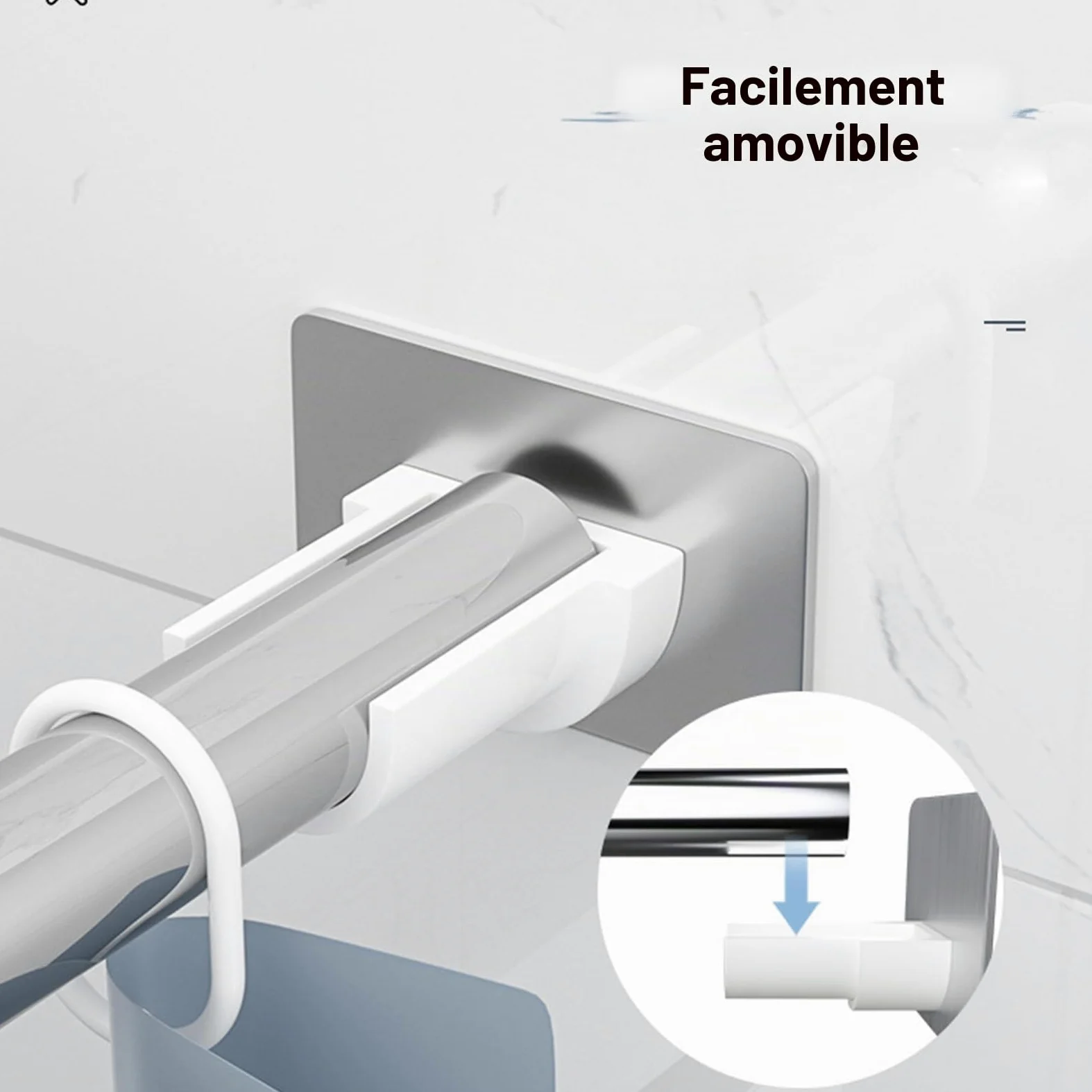 Tringle à Rideau De Douche en Forme De T, Droite Barre De Douche d'angle Extensible Acier Inoxydable sans Percage, pour Salle De Bain, Douche, Baignoire, Vestiaire(Size:A 110-170+70-110cm)