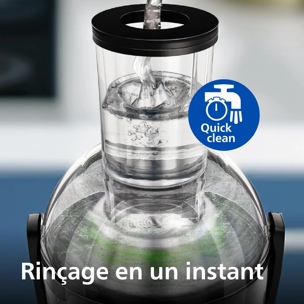 Philips Centrifugeuse Série 3000 Extracteur de Jus 800W 2L Cheminée 75mm QuickClean Noir