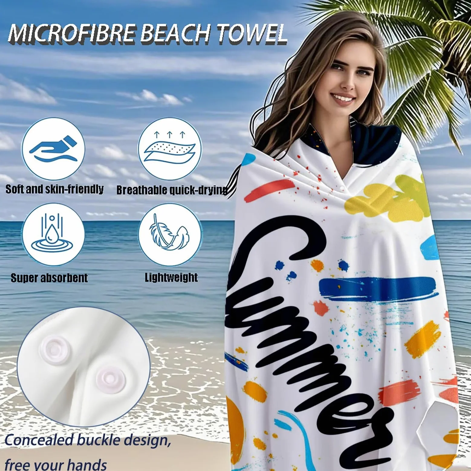 Serviette de Plage XXL 90x200,Couleur Serviette Plage Microfibre avec Séchage Rapide, Anti-Sable, Absorbante Fonction Design pour Vacances Piscine Pique-Nique Voyages Yoga, Cadeau Femme 2 Pack Q-709